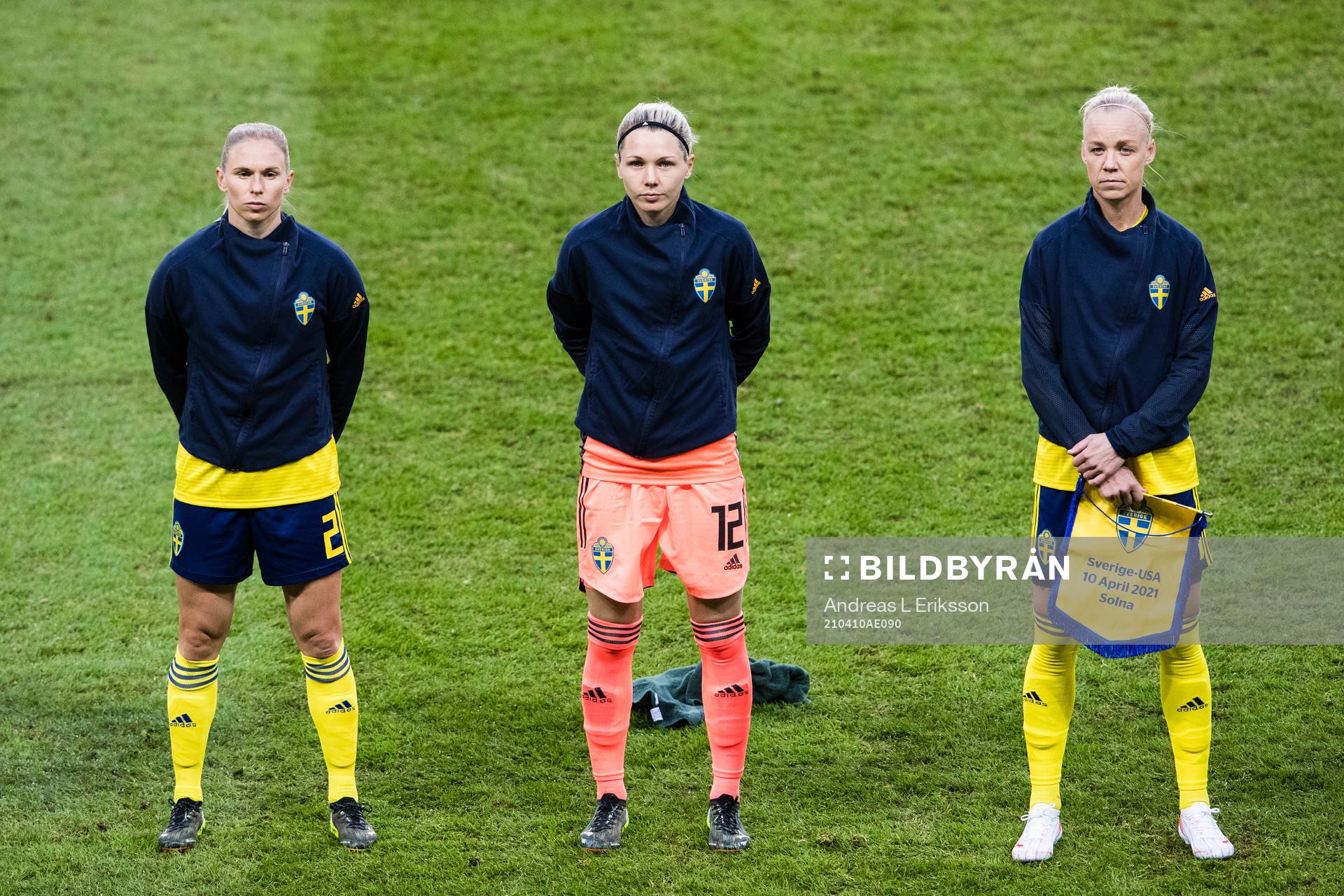 Jonna Andersson, goalkeeper Jennifer Falk and Caroline Seger