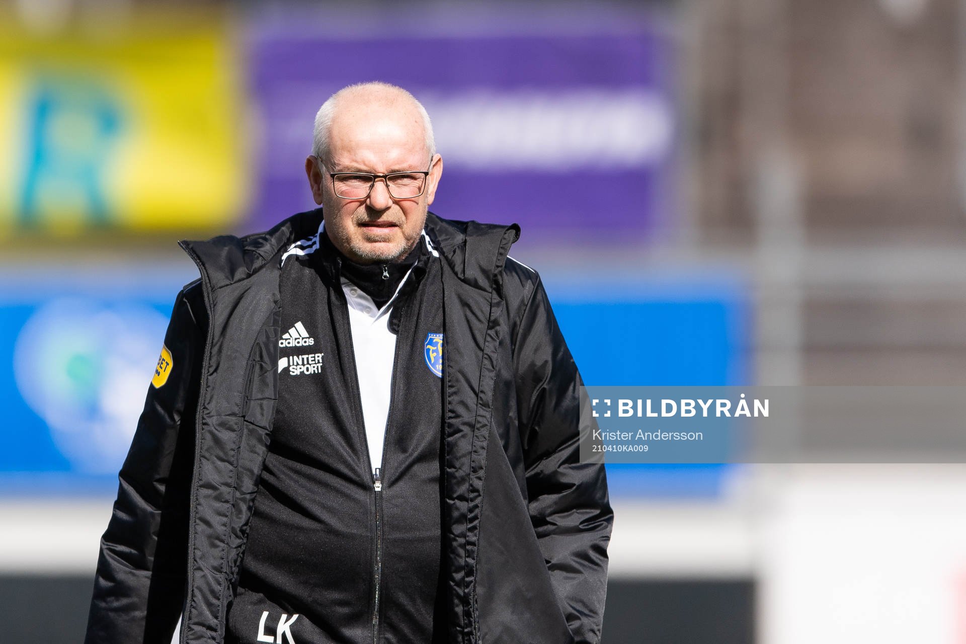 Falkenbergs intendent Lars Kärrå före fotbollsmatchen i