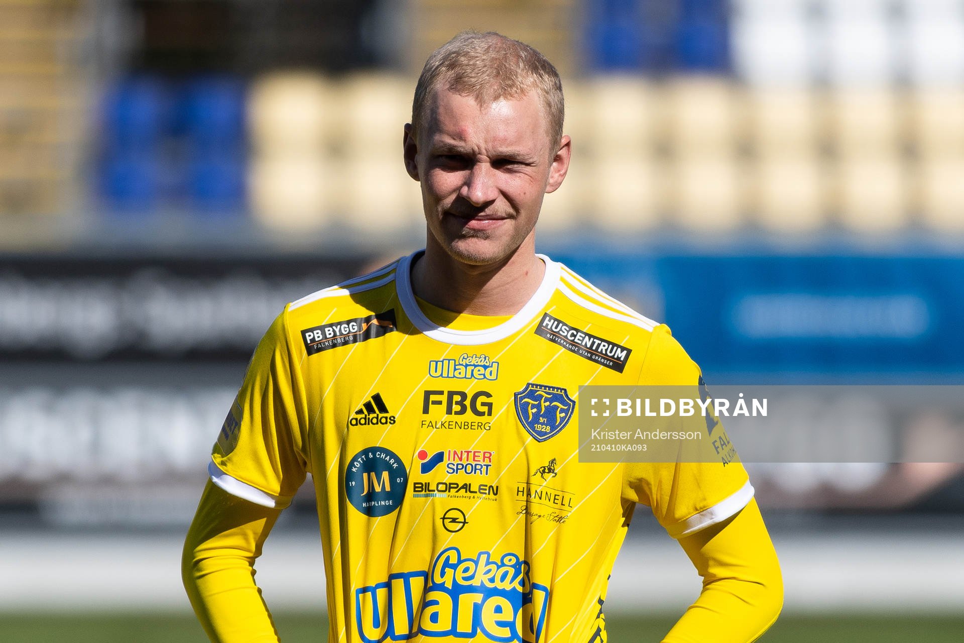 Falkenbergs Adam Bergmark Wiberg före fotbollsmatchen i