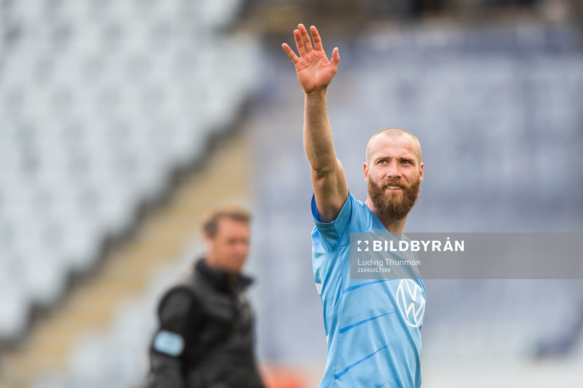 Malmö FFs Jo Inge Berget jublar efter fotbollsmatchen i Allsvenskan mellan Malmö FF och Hammarby den 10 april 2021 i Malmö. 