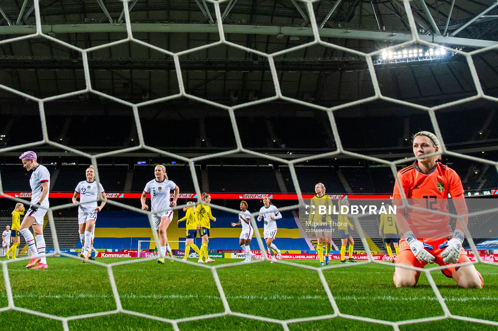 Goalkeeper Jennifer Falk of Sweden looks dejected