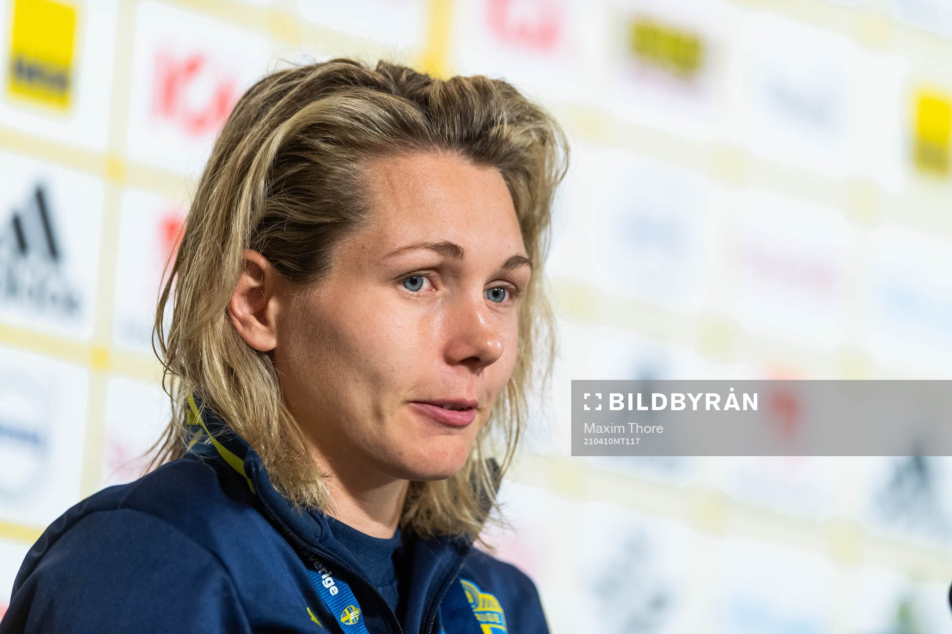 Goalkeeper Jennifer Falk of Sweden at the press conference