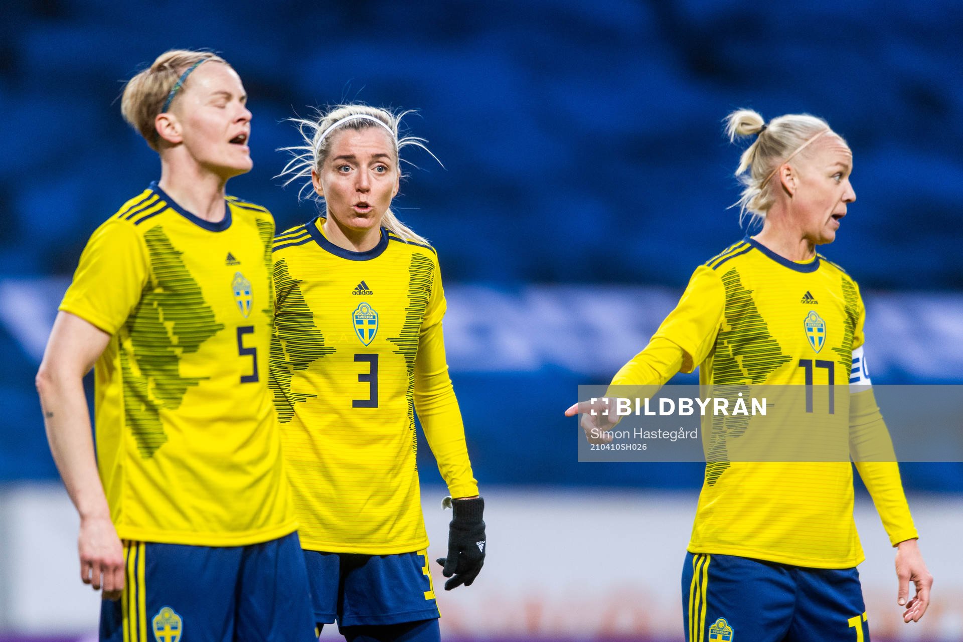 Nilla Fischer, Linda Sembrant and Caroline Seger of Sweden