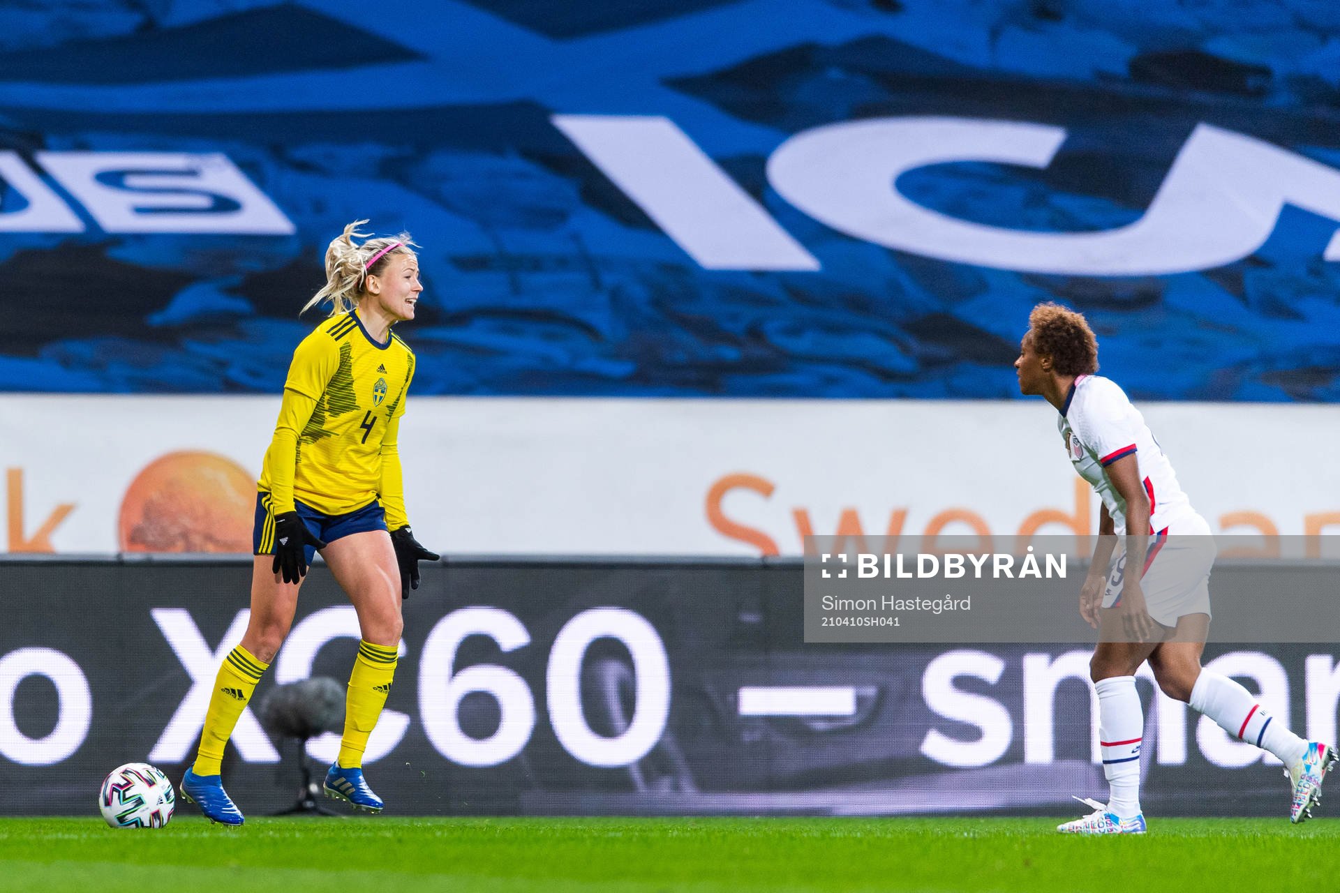 Hanna Glas of Sweden reacts against a referee call