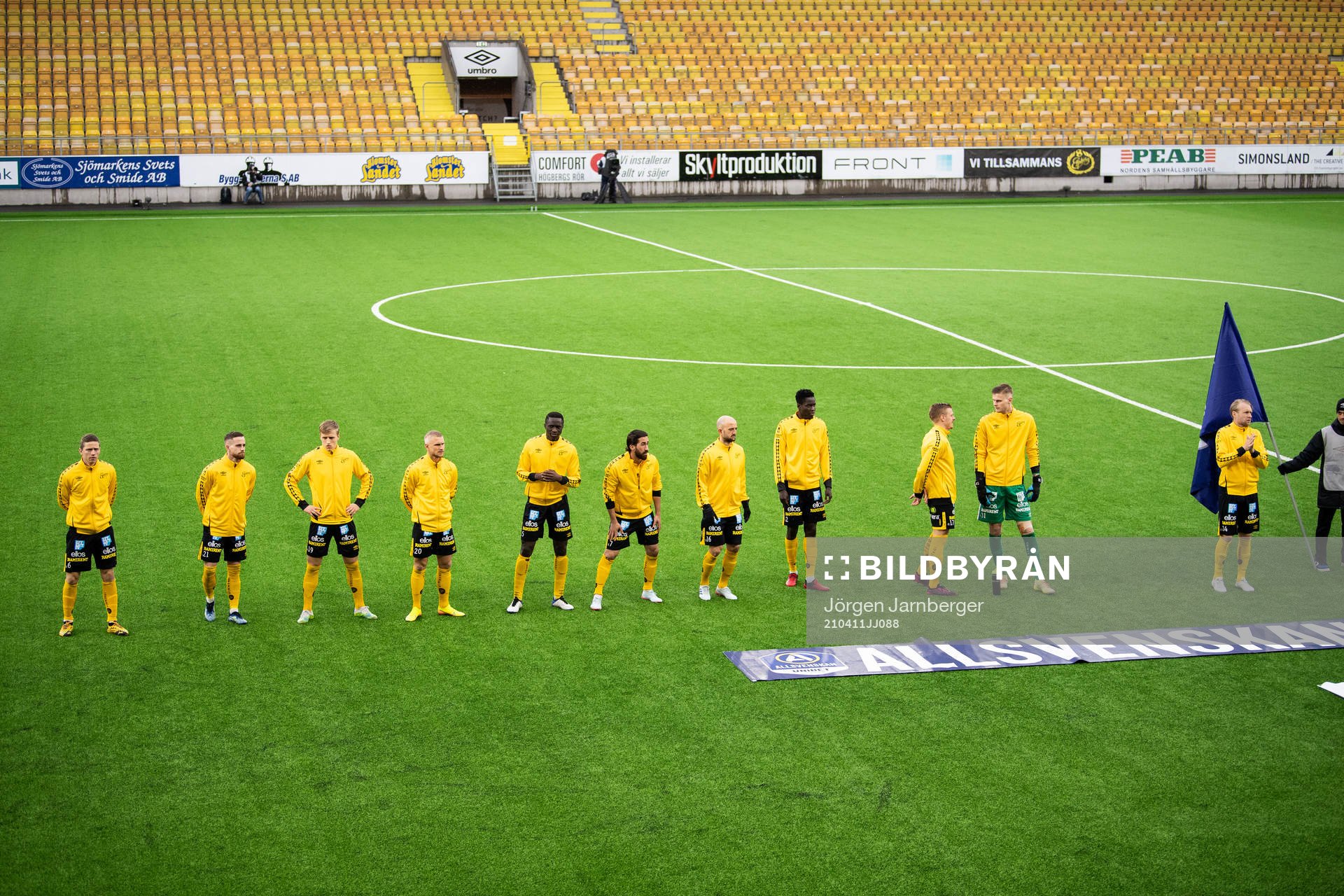 Elfsborgs startelva under linux inför fotbollsmatchen i Allsvenskan mellan Elfsborg och Djurgården den 11 april 2021 i Borås. 