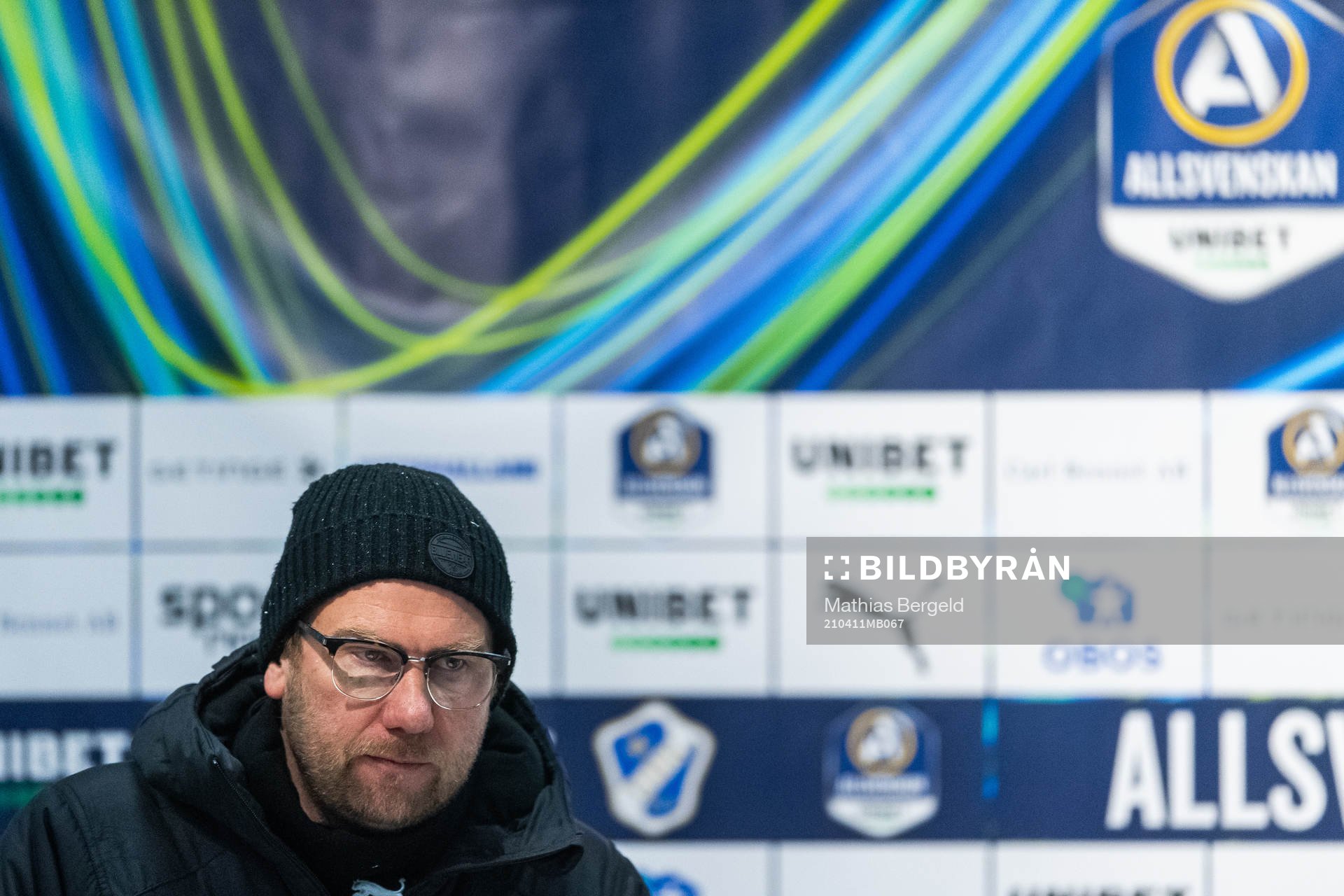 Halmstads tränare Magnus Haglund på presskonferensen