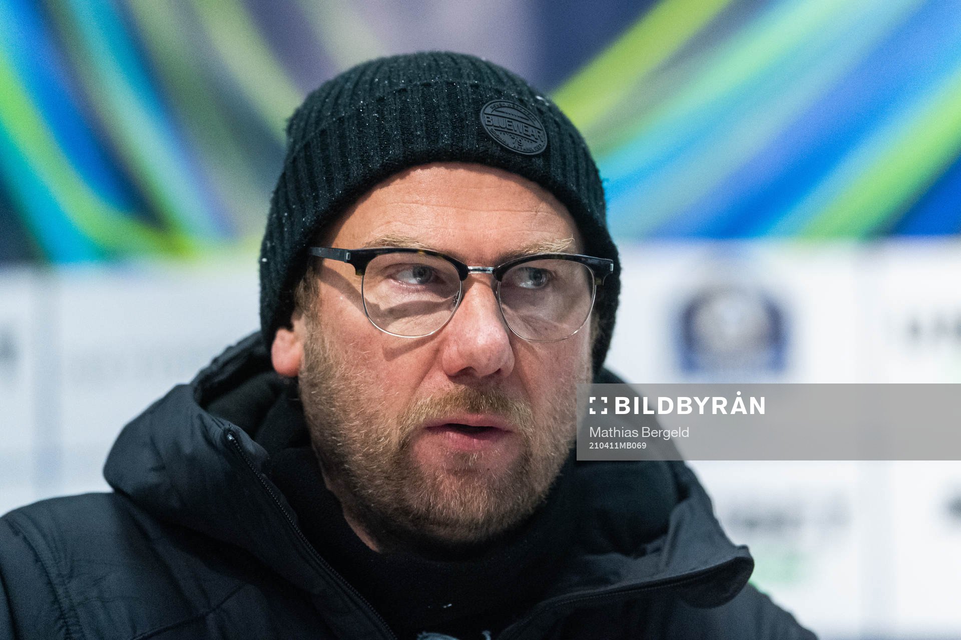Halmstads tränare Magnus Haglund på presskonferensen