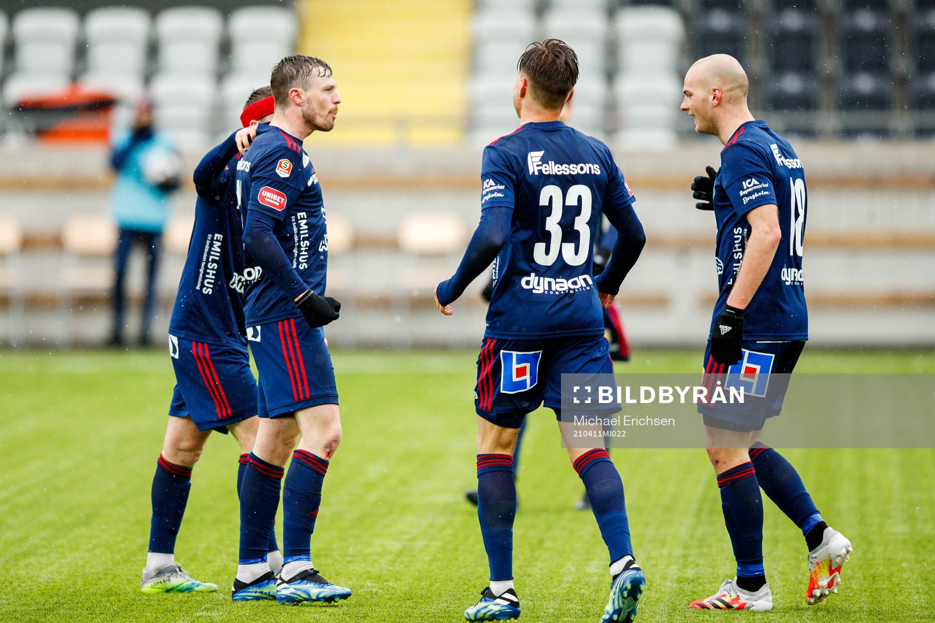 Östers Nicolas Mortensen  jublar efter 0-1 under fotbollsmatchen i Superettan mellan Örgryte och Öster den 11 april 2021 i Göteborg. 
