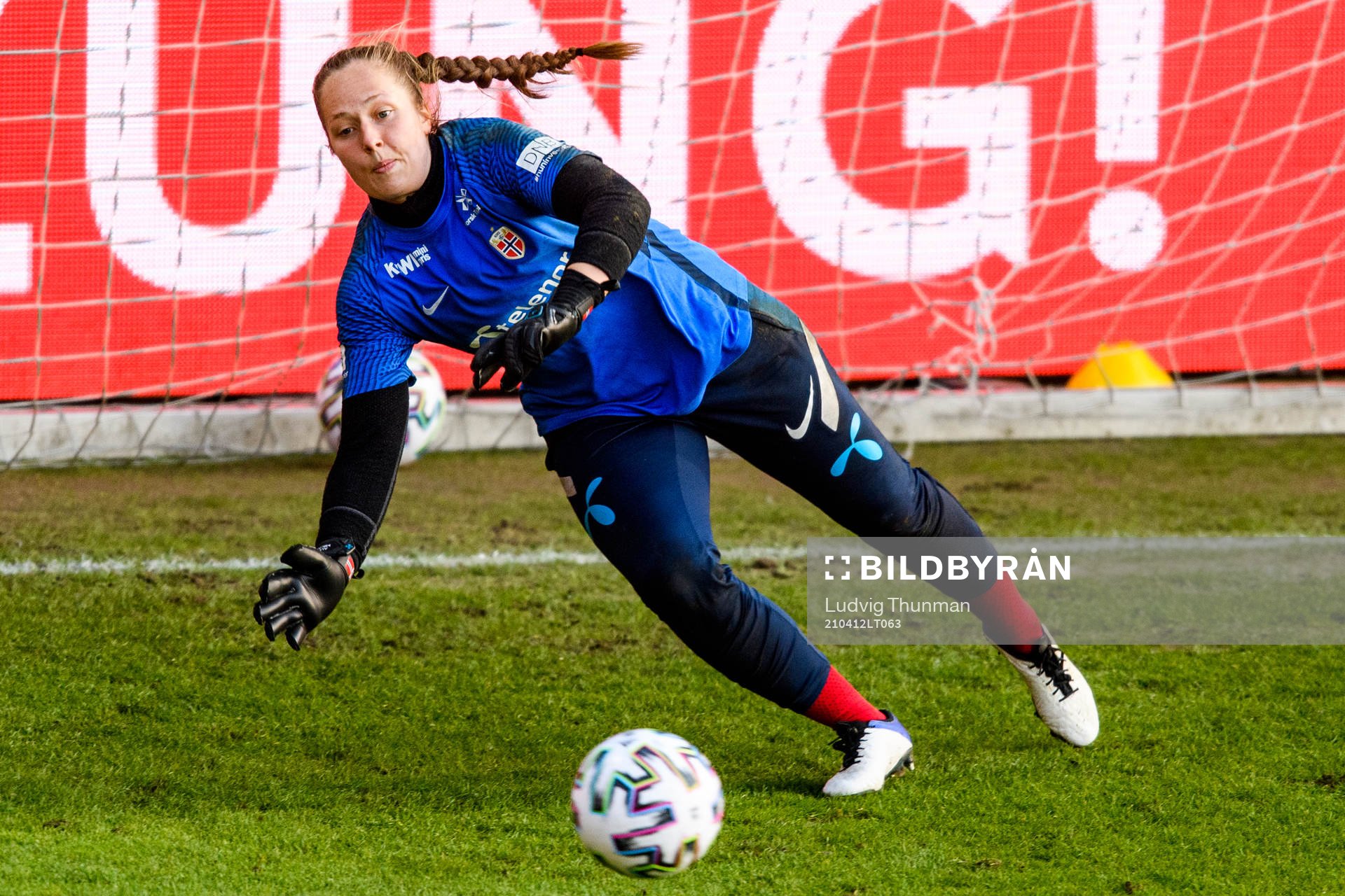 Goalkeeper Aurora Mikalsen of the Norwegian national