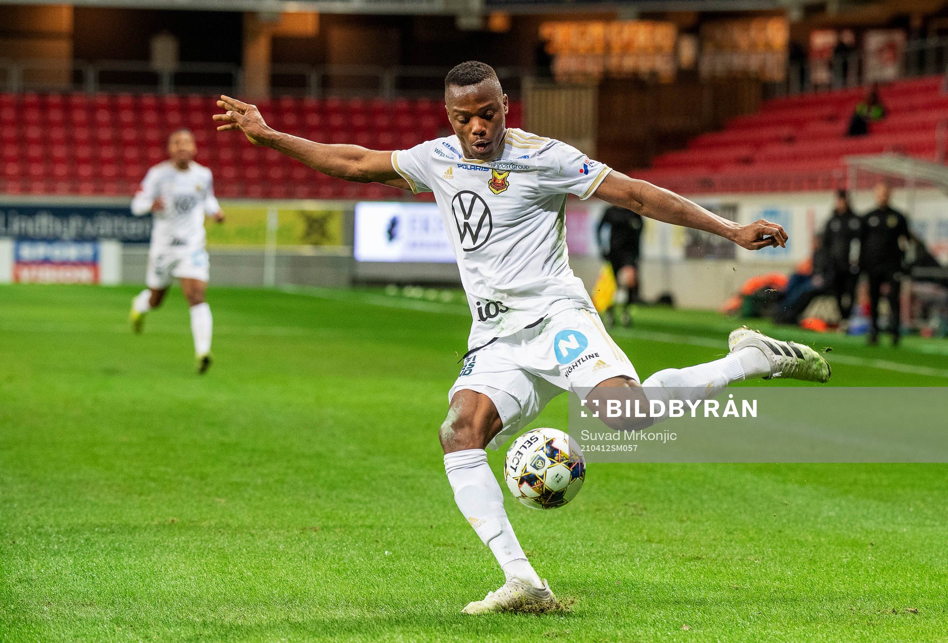 Östersunds Patrick Kpozo under fotbollsmatchen i Allsvenskan mellan Kalmar och Östersund den 12 april 2021 i Kalmar. 