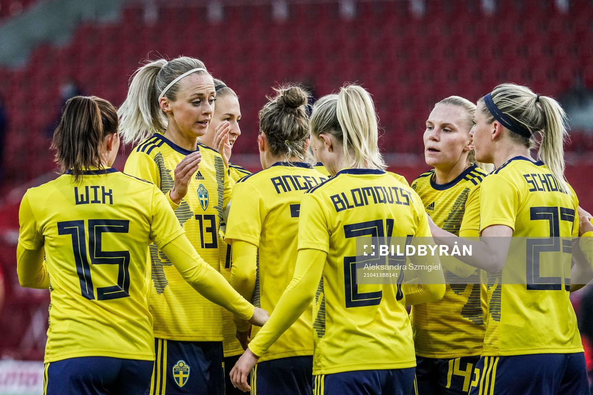 Amanda Ilestedt of Sweden celebrates with teammates