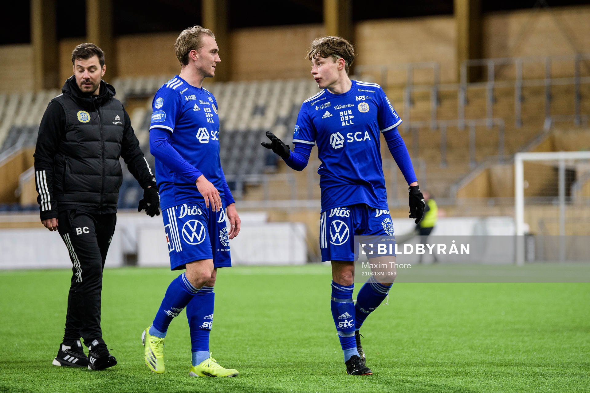 Sundsvalls <su17och Jesper Carström jublar efter fotbollsmatchen i Superettan mellan GIF Sundsvall och Helsingborg den 13 april 2021 i Uppsala. 