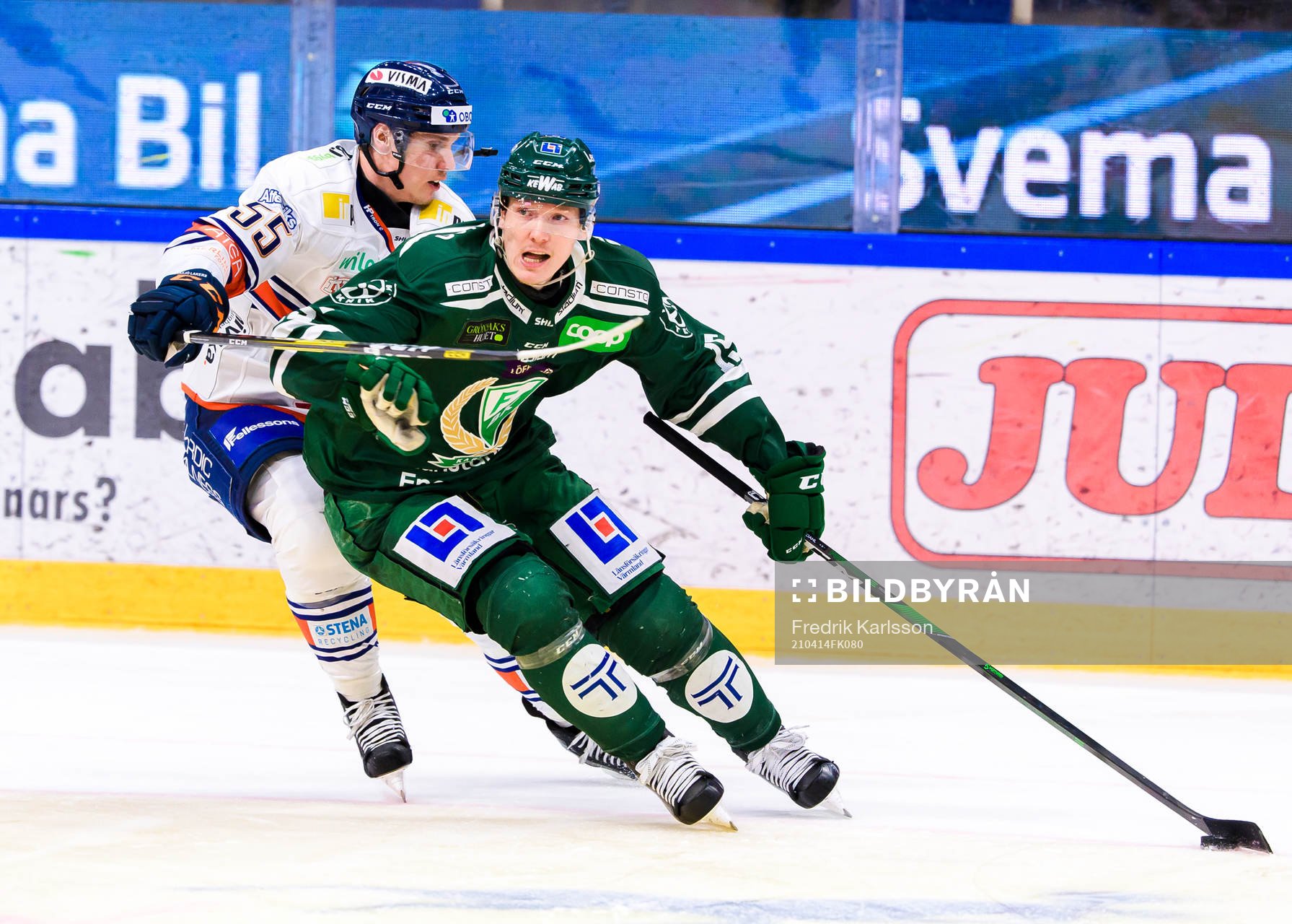 Växjös Miika Koivisto och Färjestads Gustav Rydahl