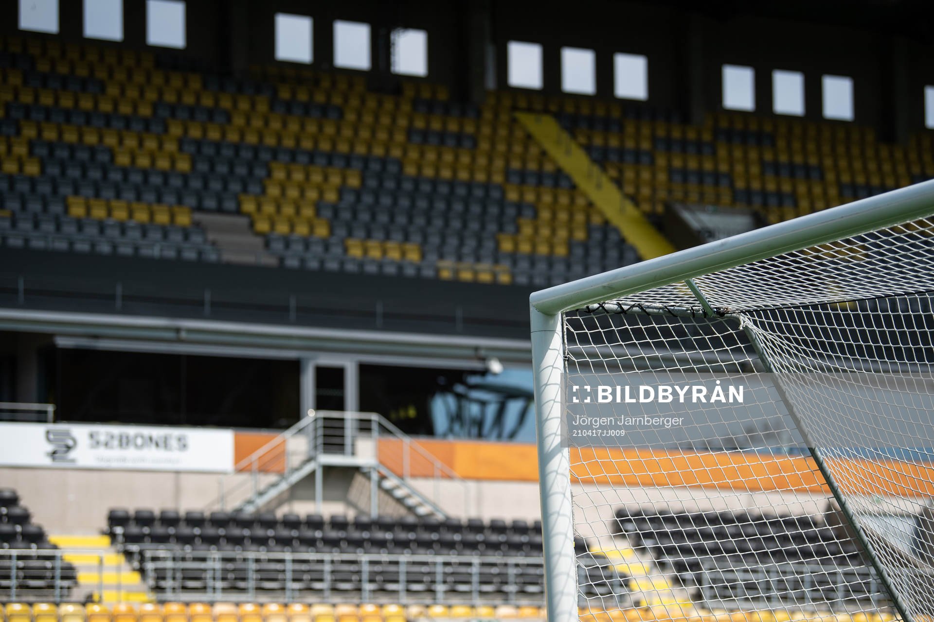 Ett fotbollsmål under en träning med Elfsborg den 17 april 2021 i Borås. 