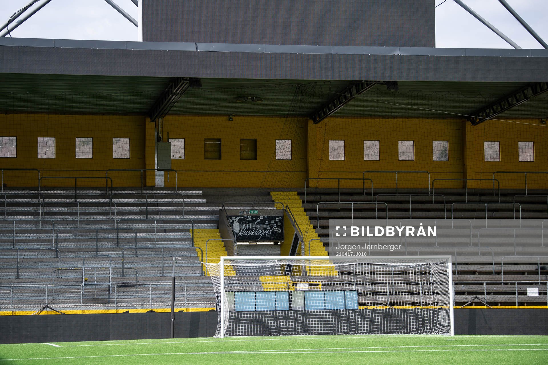 Ett fotbollsmål under en träning med Elfsborg den 17 april 2021 i Borås. 