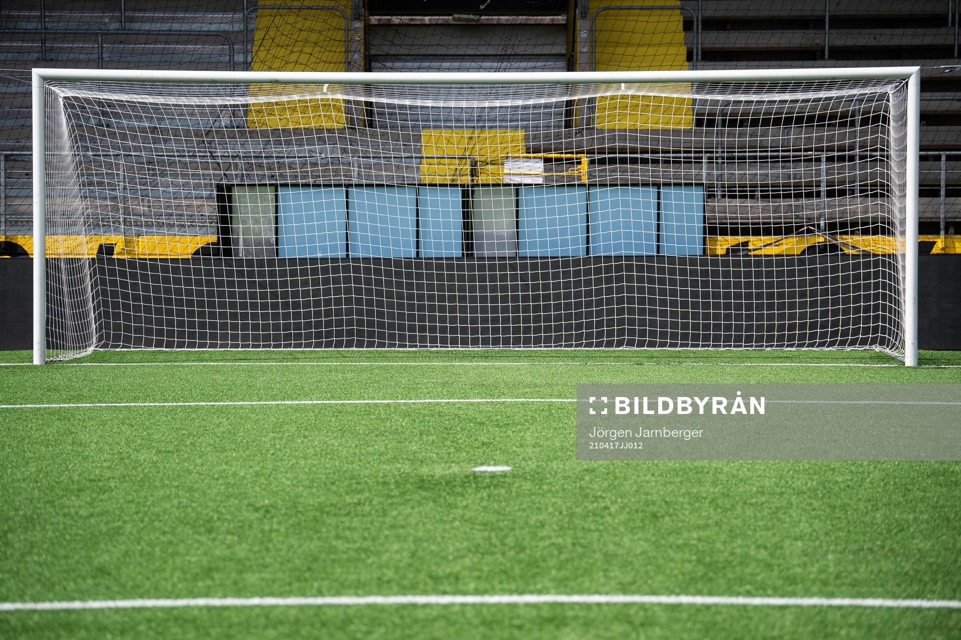 Ett fotbollsmål under en träning med Elfsborg den 17 april 2021 i Borås. 