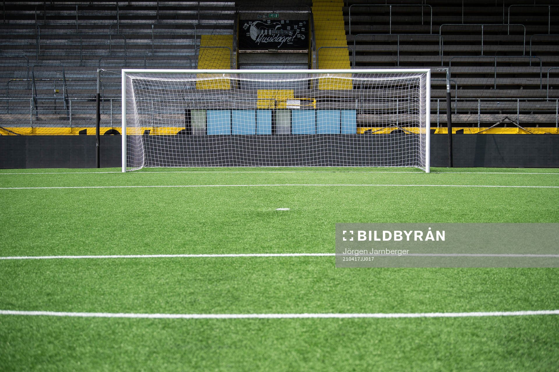 Ett fotbollsmål under en träning med Elfsborg den 17 april 2021 i Borås. 
