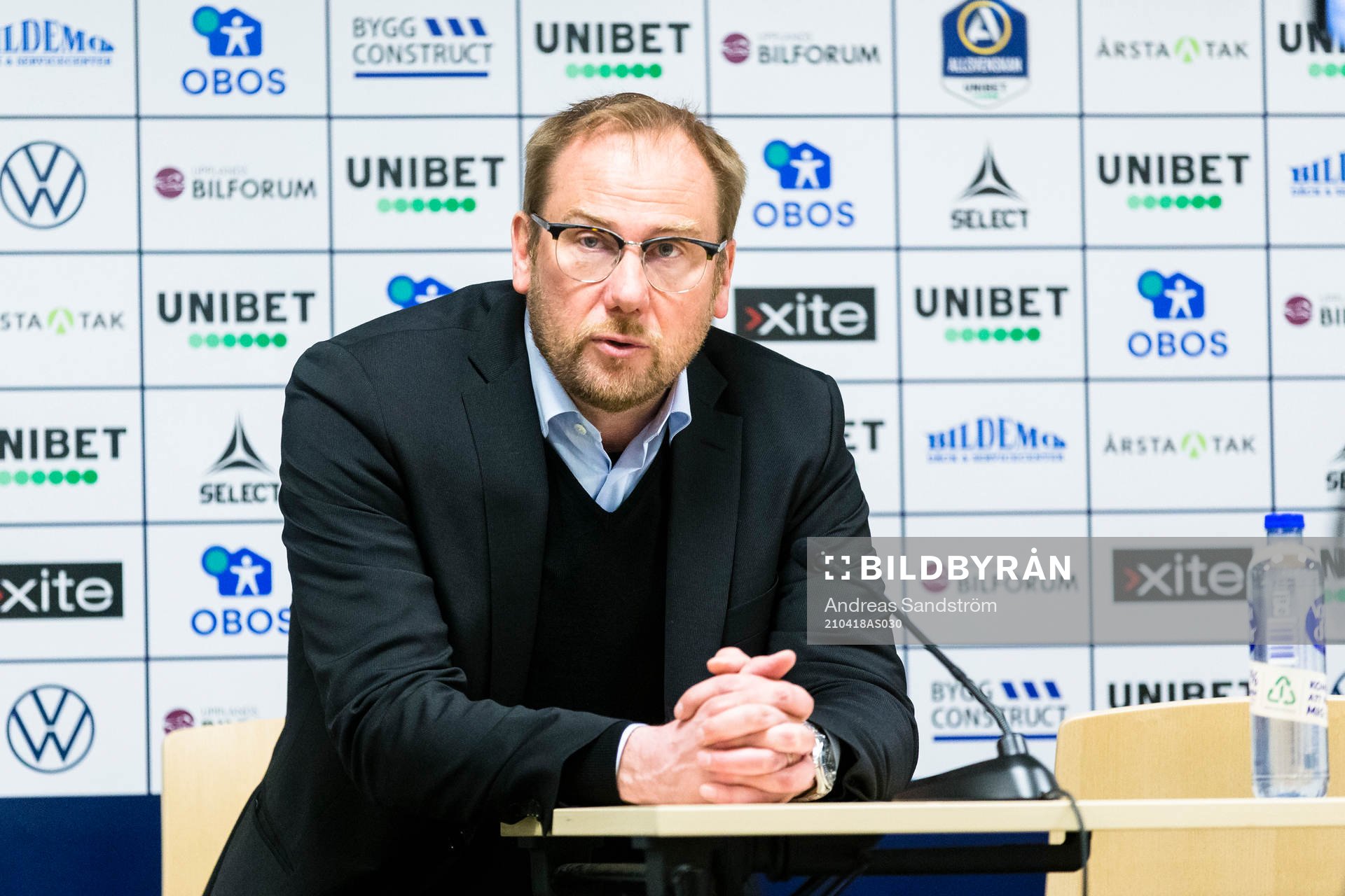 Halmstads tränare Magnus Haglund på presskonferensen