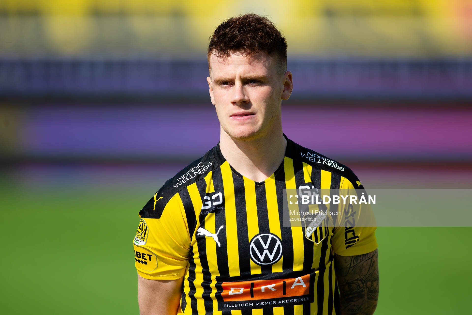 Häckens Tobias Heintz innan fotbollsmatchen i Allsvenskan
