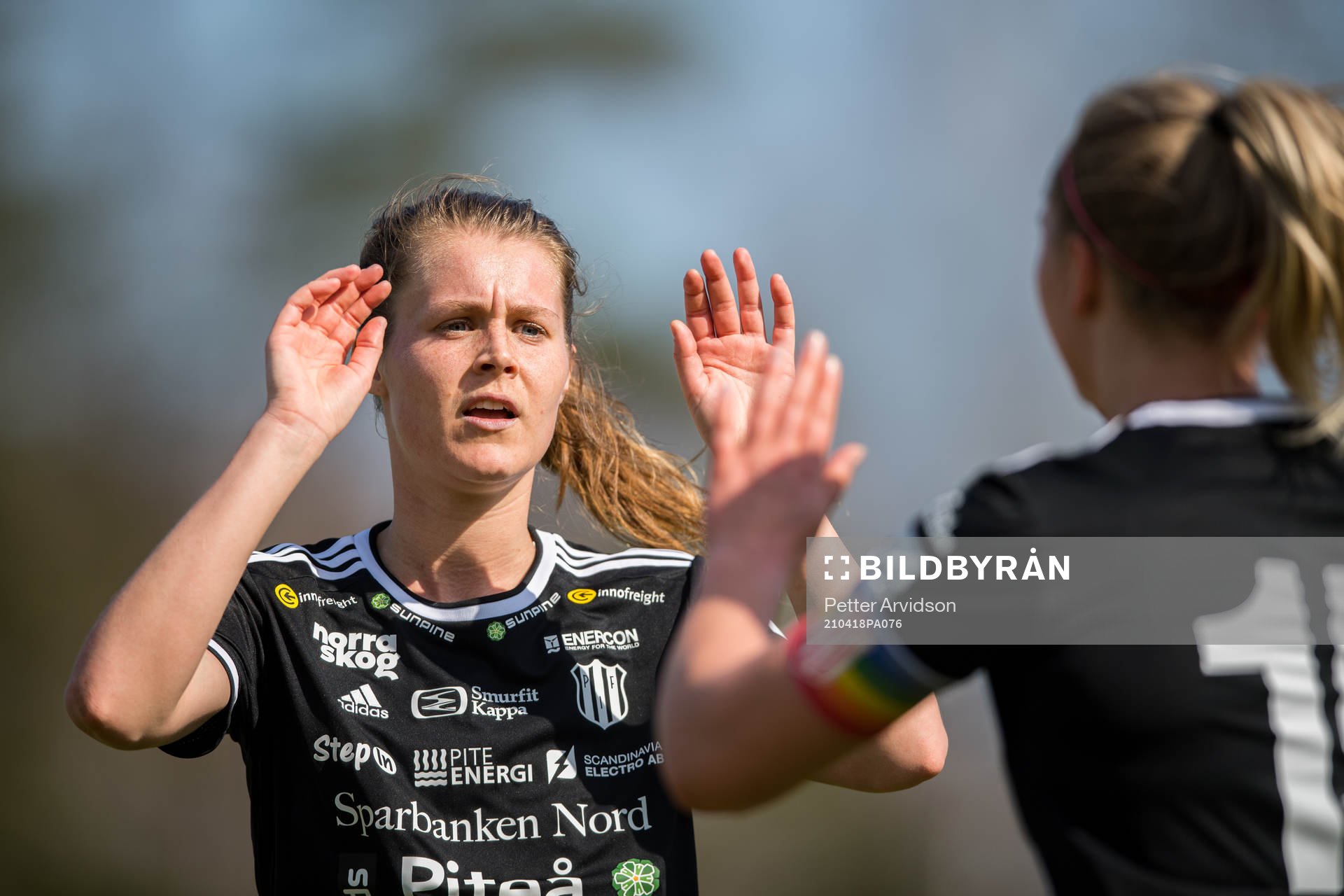 Piteås Maja Green under fotbollsmatchen i Damallsvenskan mellan Vittsjö och Piteå den 18 april 2021 i Vittsjö. 