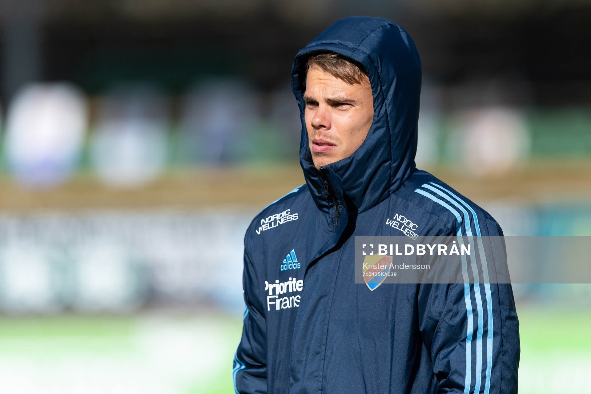 Djurgårdens Elias Andersson efter fotbollsmatchen i Allsvenskan mellan Varberg och Djurgården den 25 april 2021 i Varberg. 