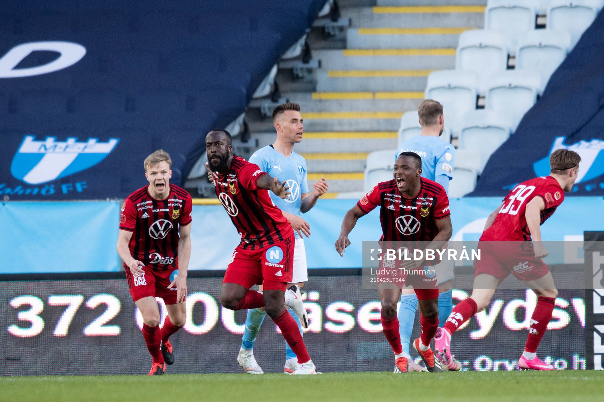 Östersunds Ronald Mukiibi, Patrick Kpozo och Eirik Haugan