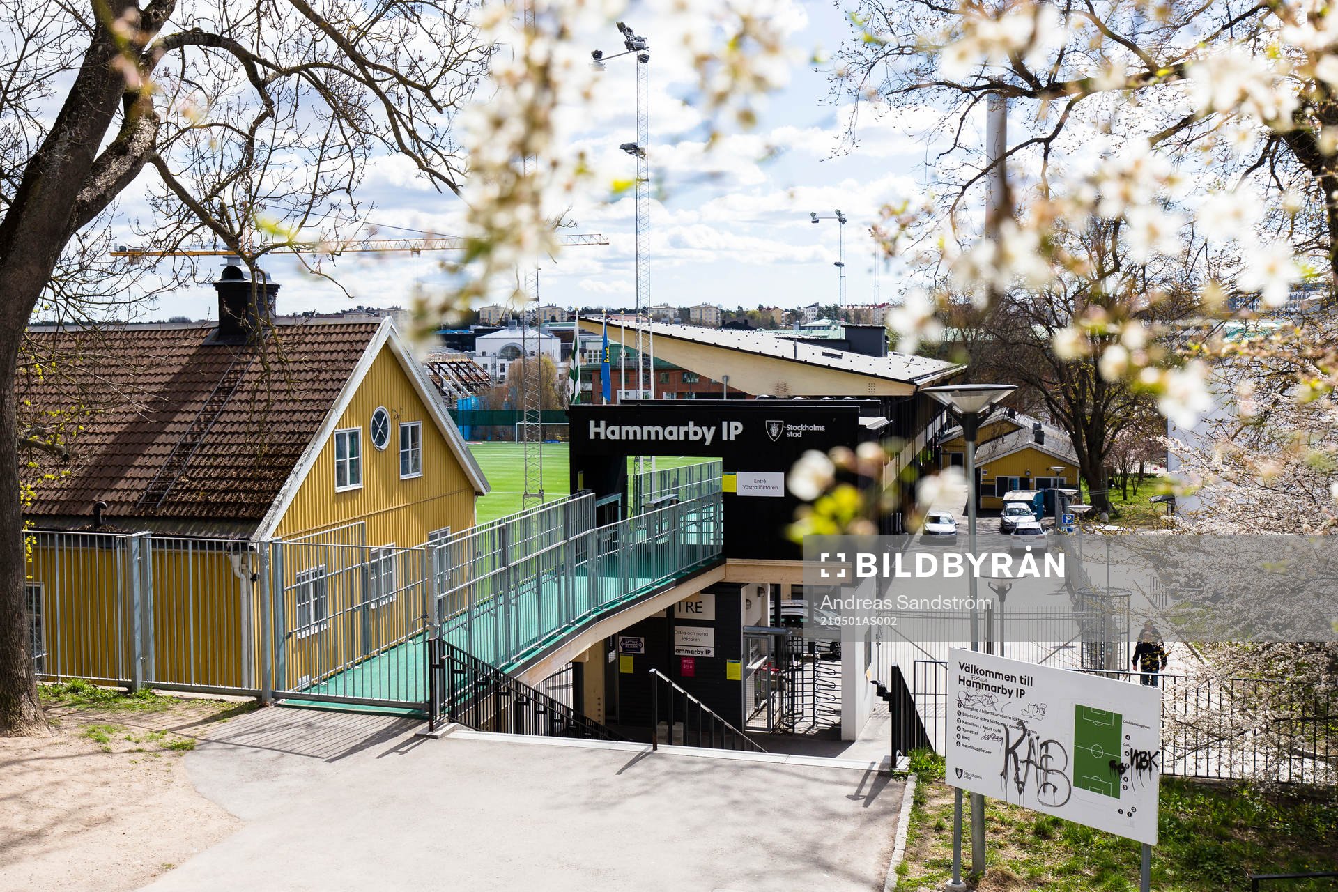 Vy över västra ingången på Hammarby IP