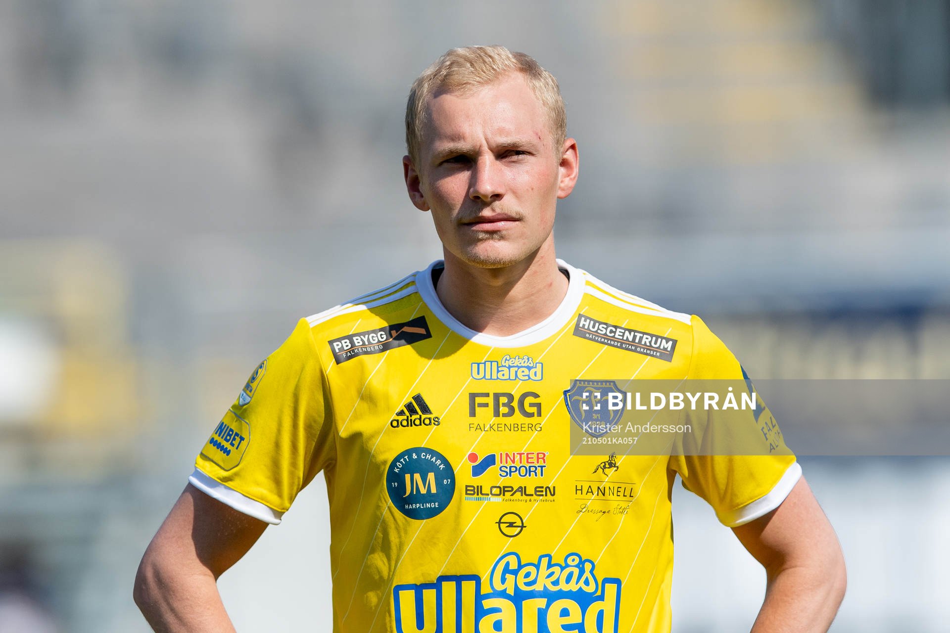 Falkenbergs Adam Bergmark Wiberg före fotbollsmatchen i
