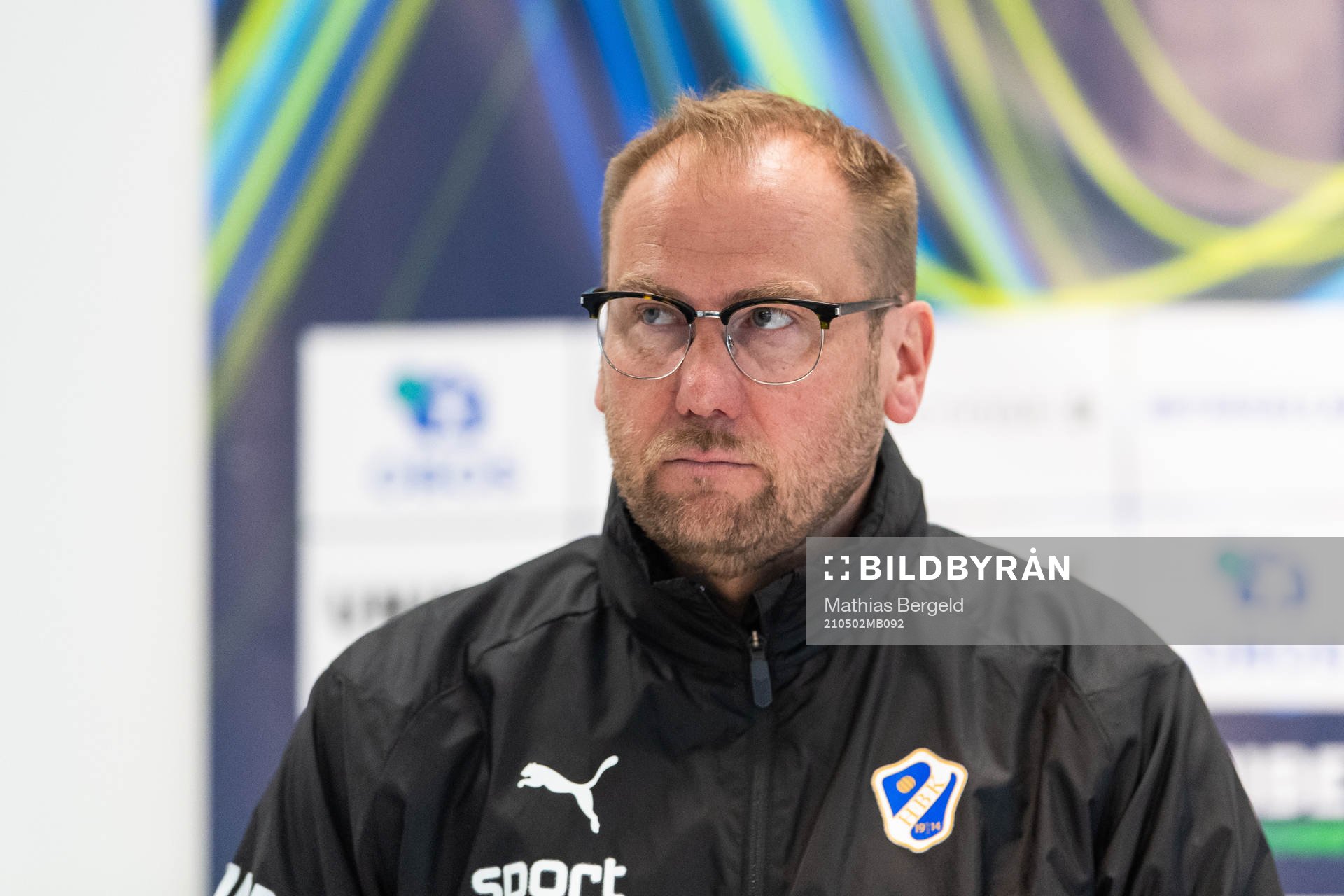 Halmstads tränare Magnus Haglund på presskonferensen