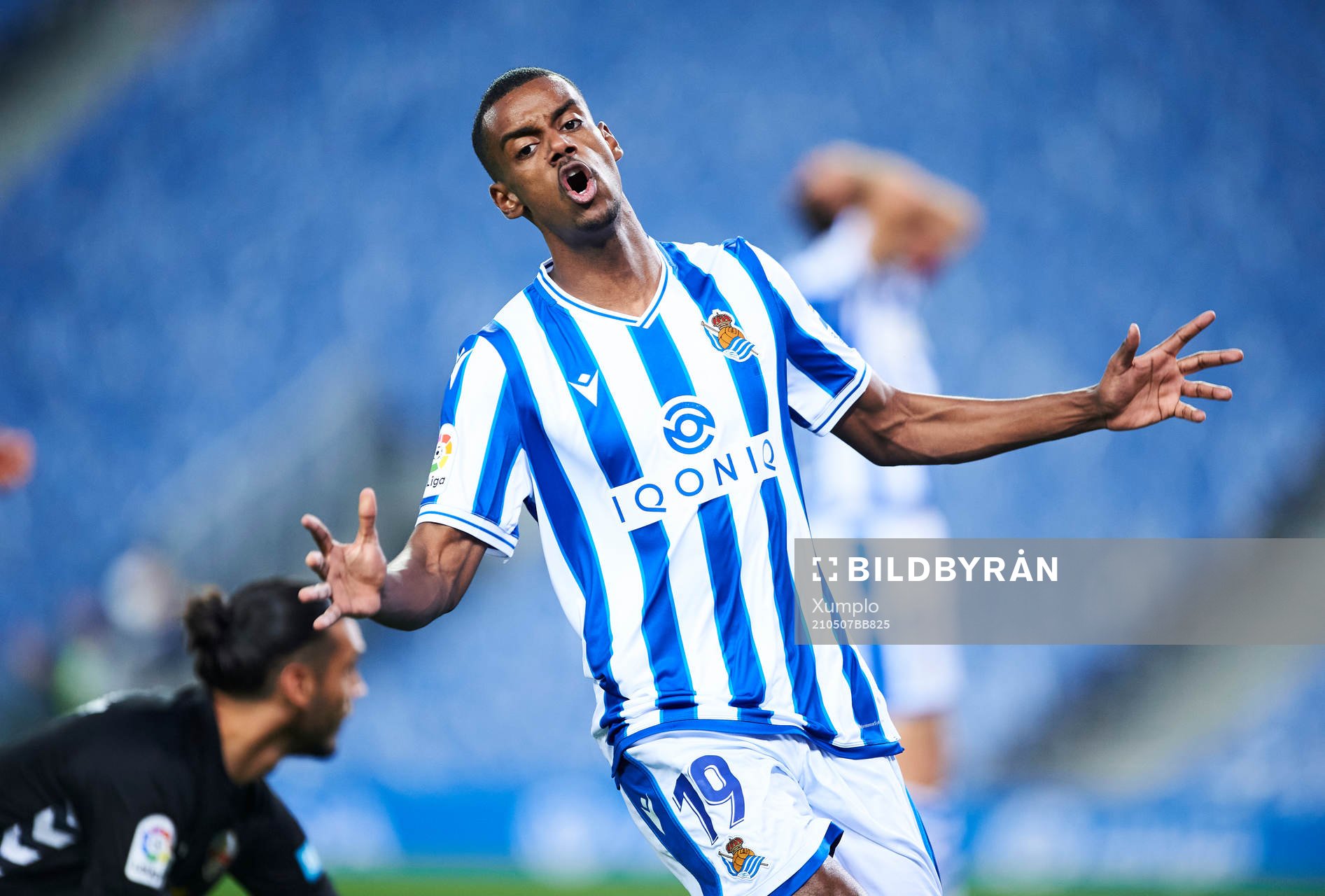 Alexander Isak of Real Sociedad reacts