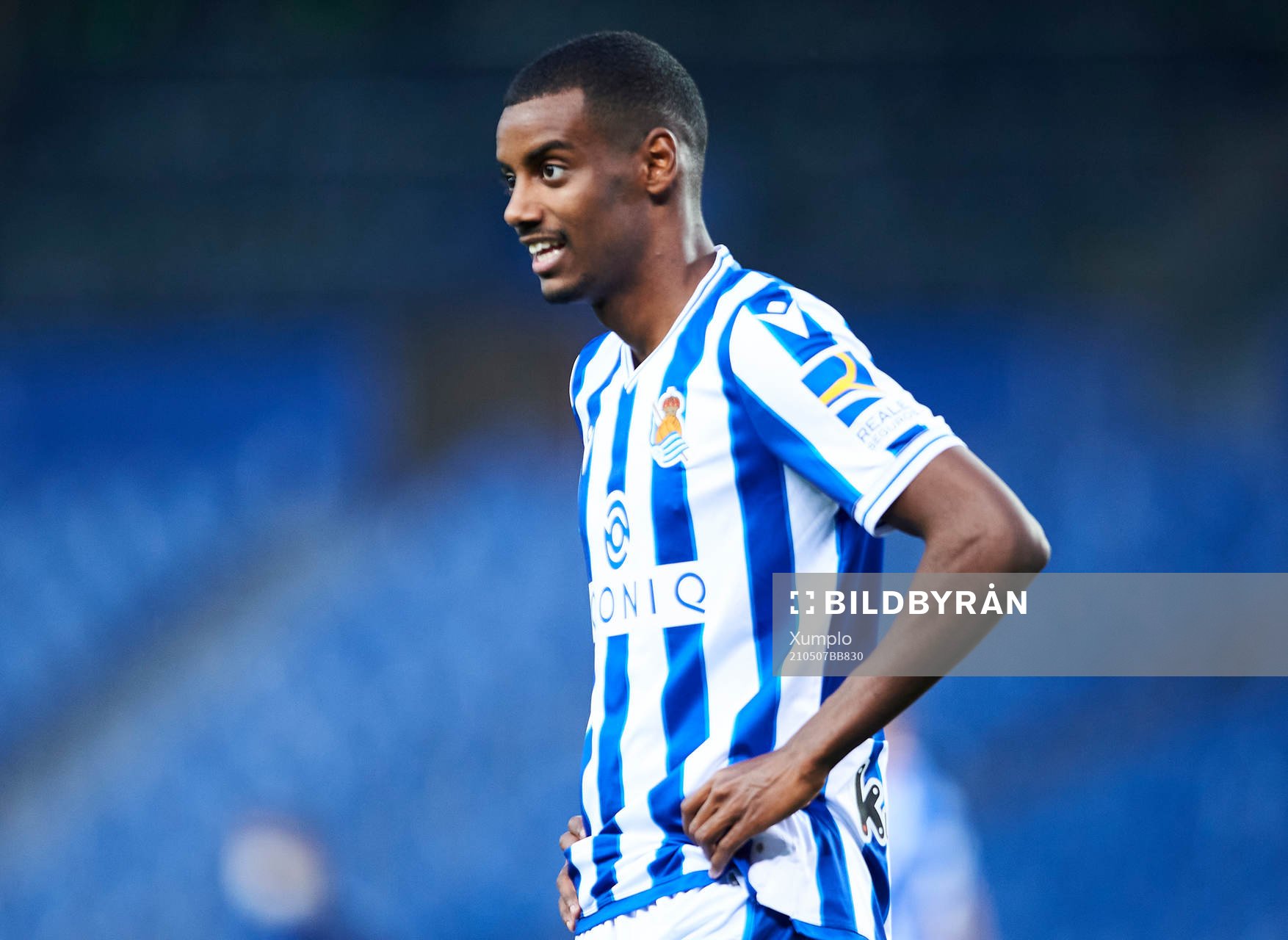 Alexander Isak of Real Sociedad reacts