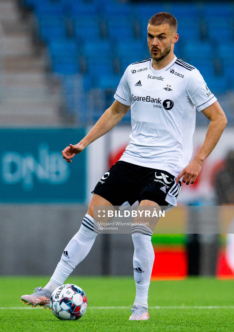 Holmar Örn Eyjolfsson of Rosenborg during the Eliteserien football match between Vålerenga and Rosenborg on May 9, 2021 in Oslo.