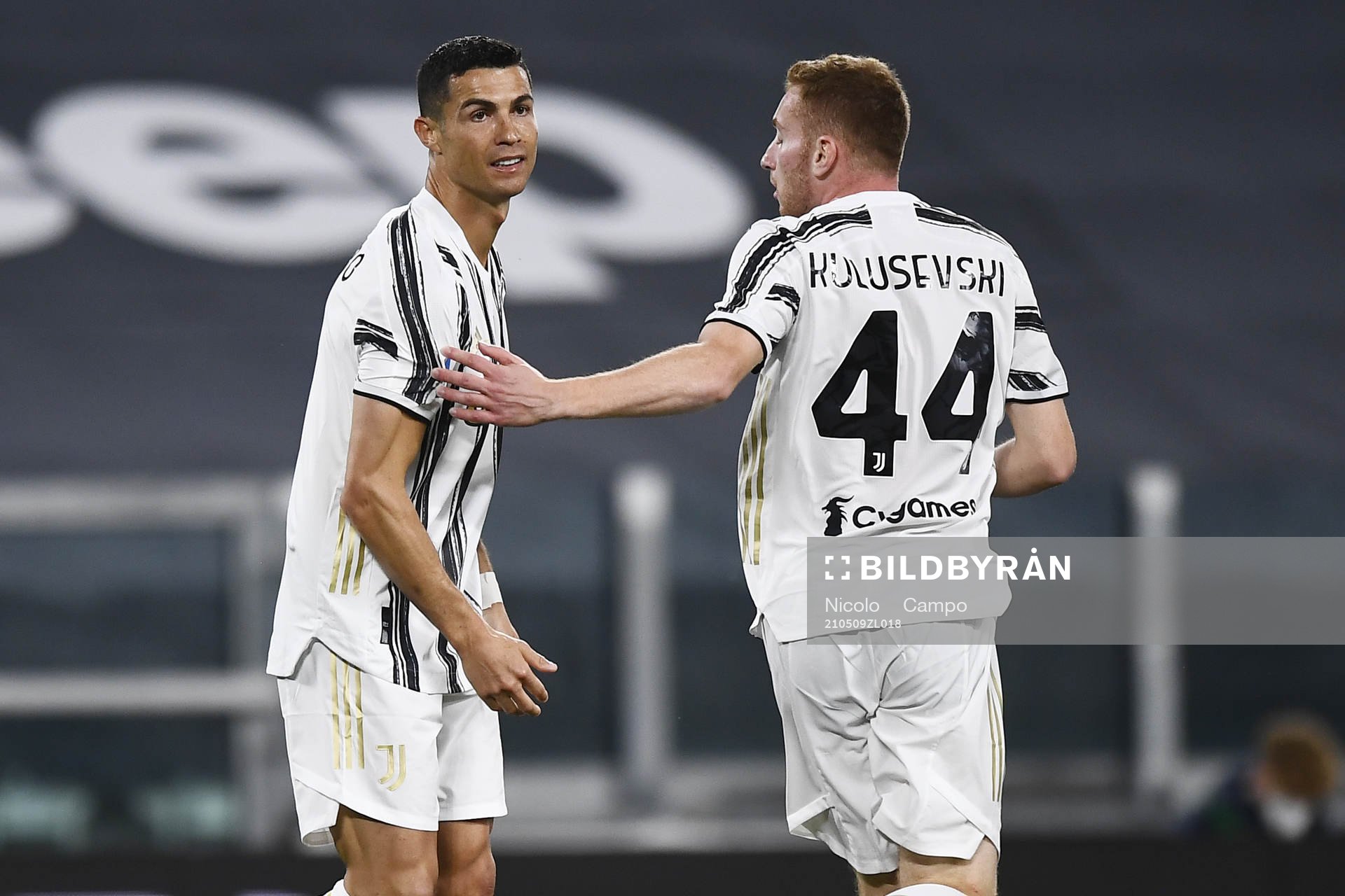 Cristiano Ronaldo and Dejan Kulusevski of Juventus