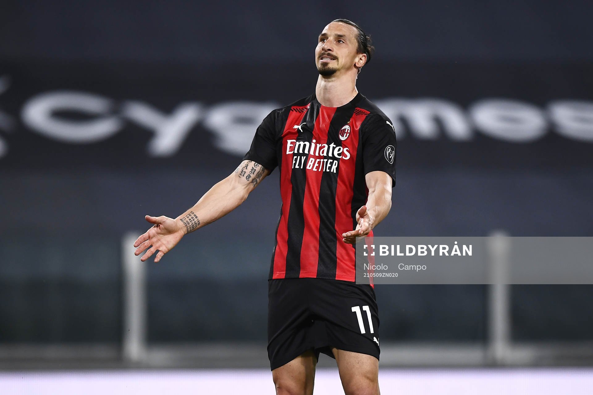 Zlatan Ibrahimovic of Milan during the Serie A match between Juventus and Milan on May 9, 2021 in Turin.