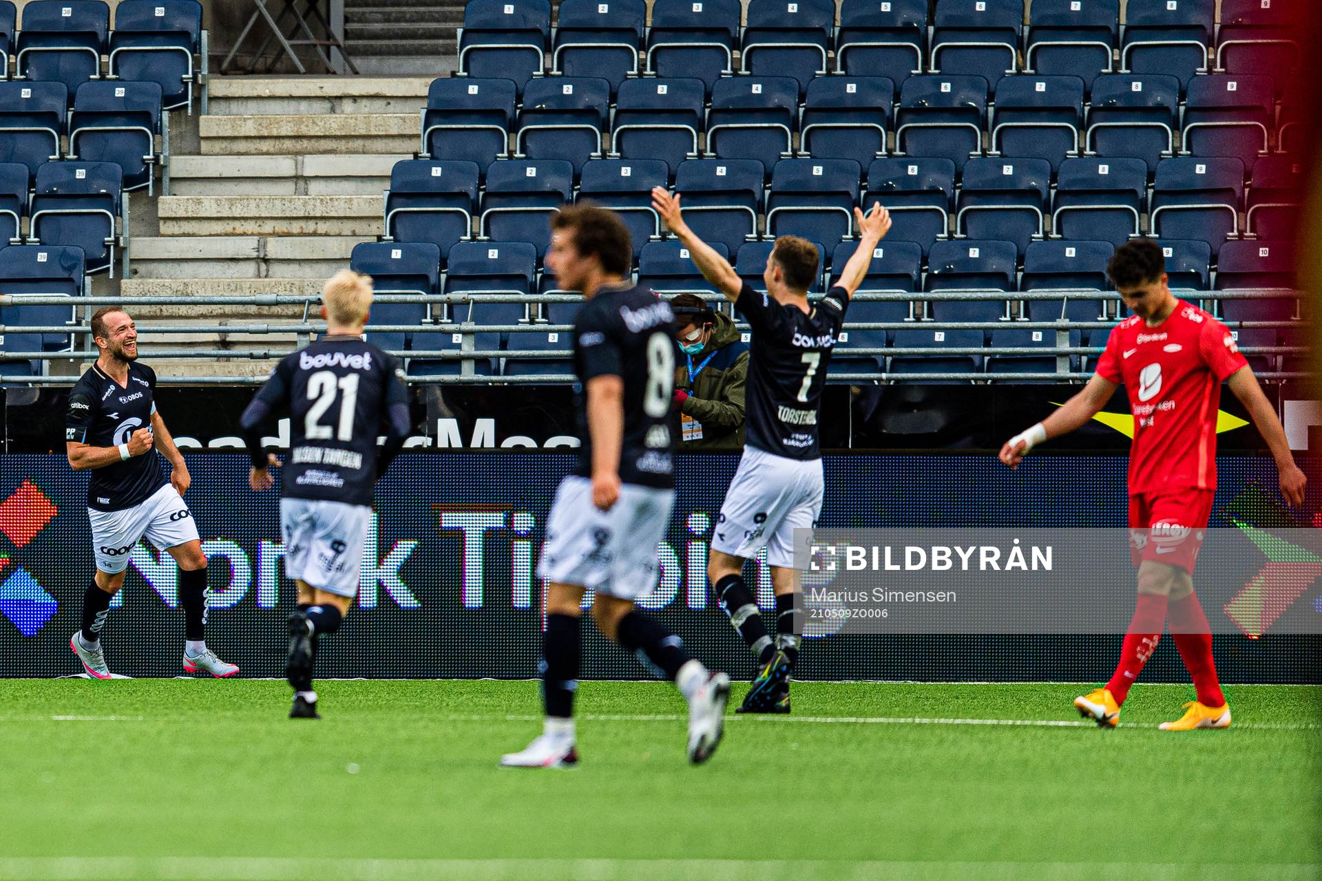 Veton Berisha of Viking celebrates
