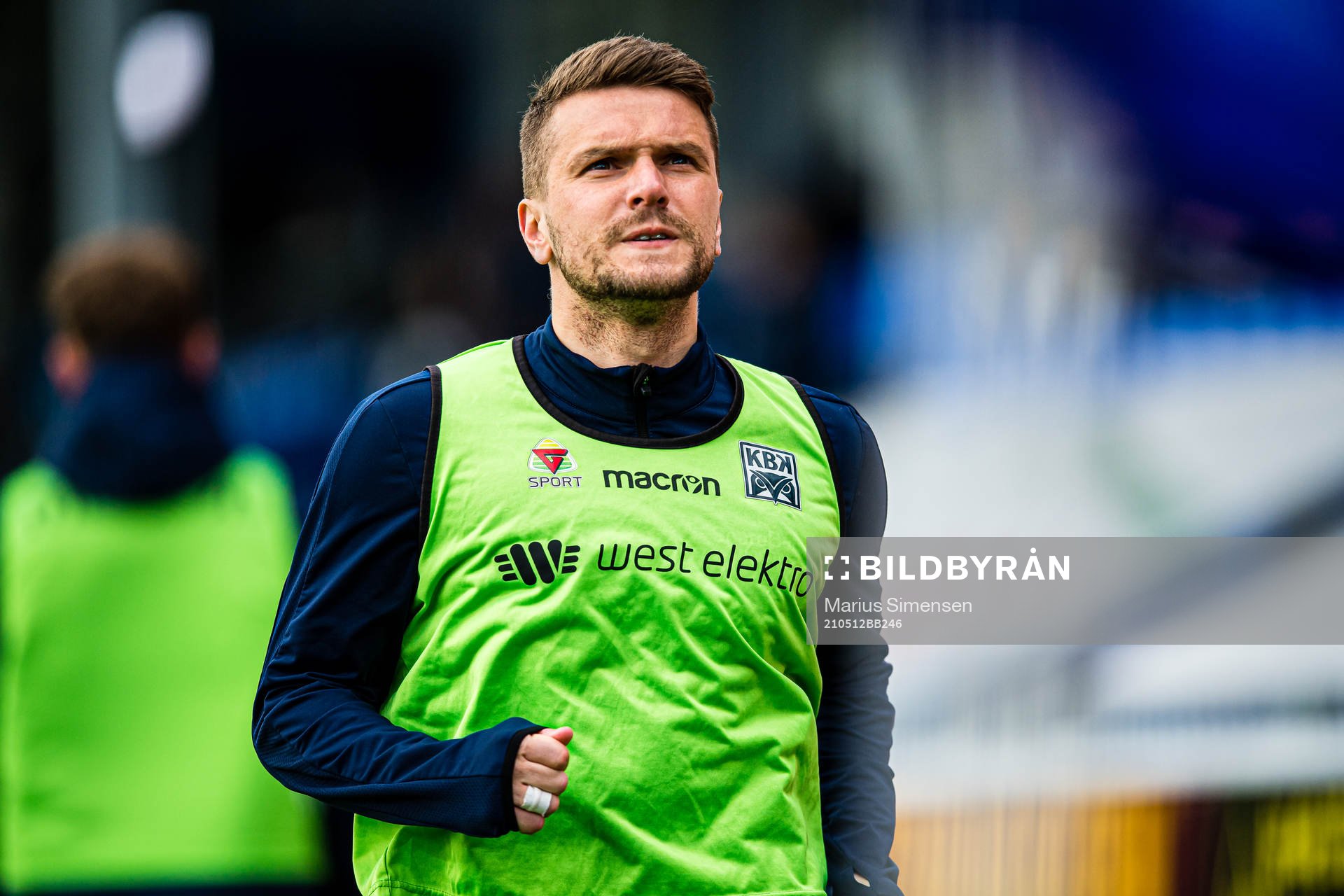 Flamur Kastrati of Kristiansund warms up during the Eliteserien match between Kristiansund and Bodø/Glimt on May 12, 2021 in Kristiansund.