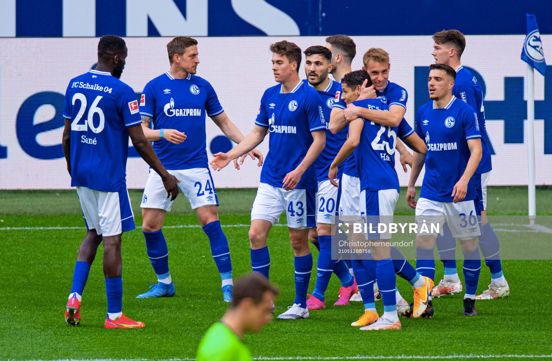 0 Tor, Jubel, durch Torschuetze Amine Harit (Schalke)