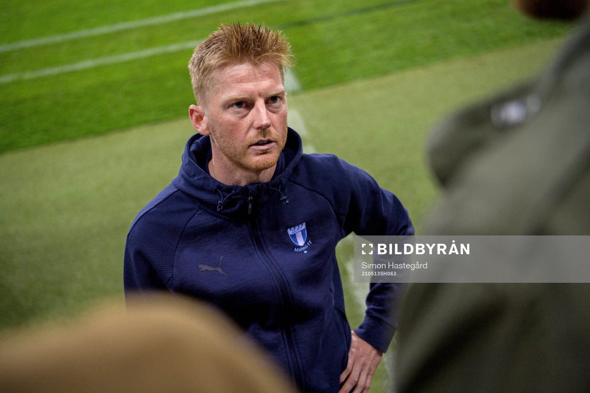 Malmö FFs Anders Christiansen  intervjuas av media efter fotbollsmatchen i Allsvenskan mellan AIK och Malmö FF den 13 maj 2021 i Stockholm. 