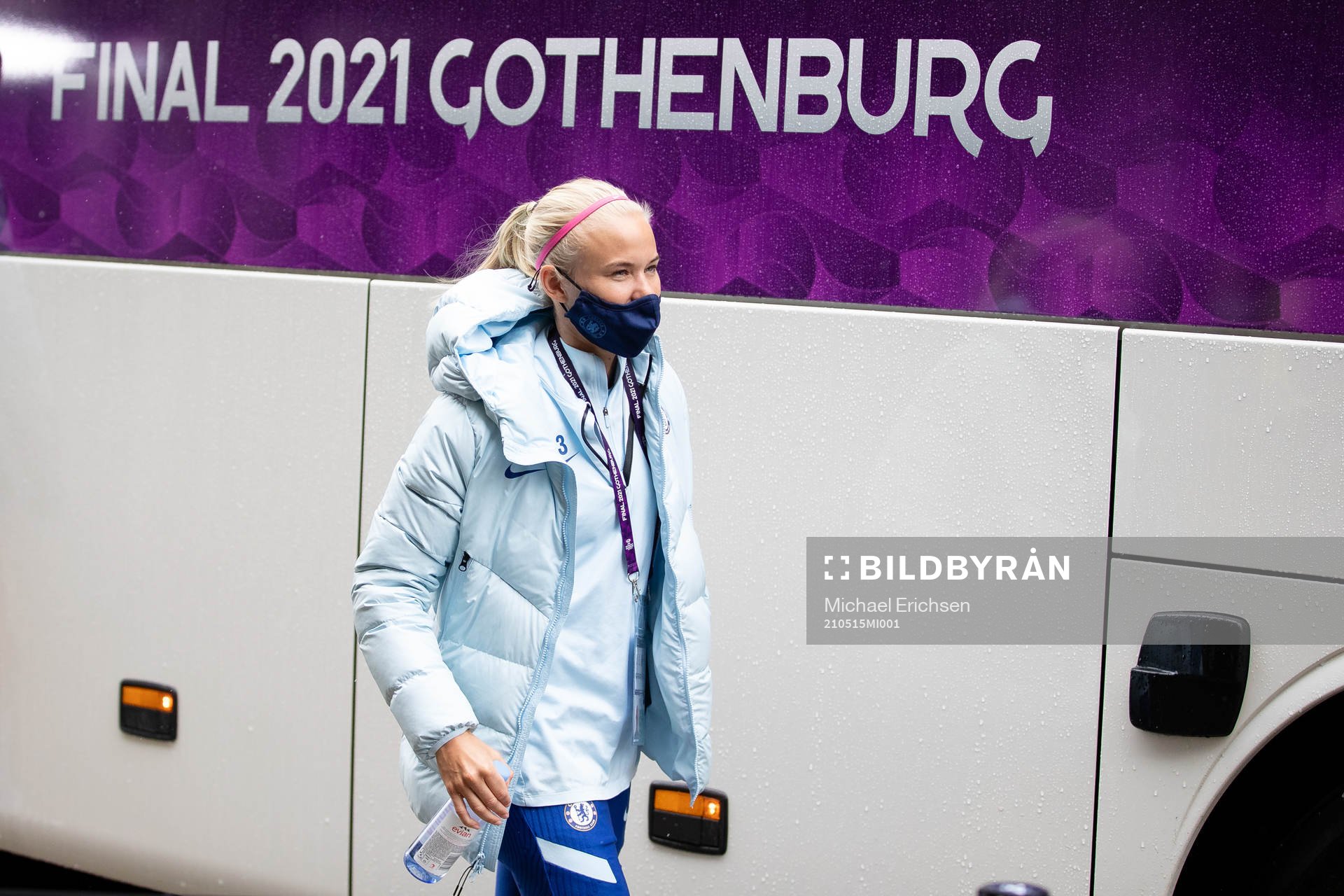 Pernille Harder of Chelsea arrives at the arena Gamla Ullevi