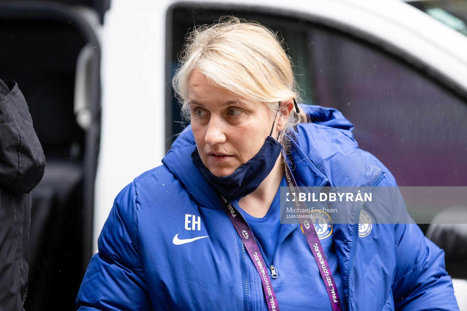 Coach Emma Hayes of Chelsea arrives at the arena Gamla