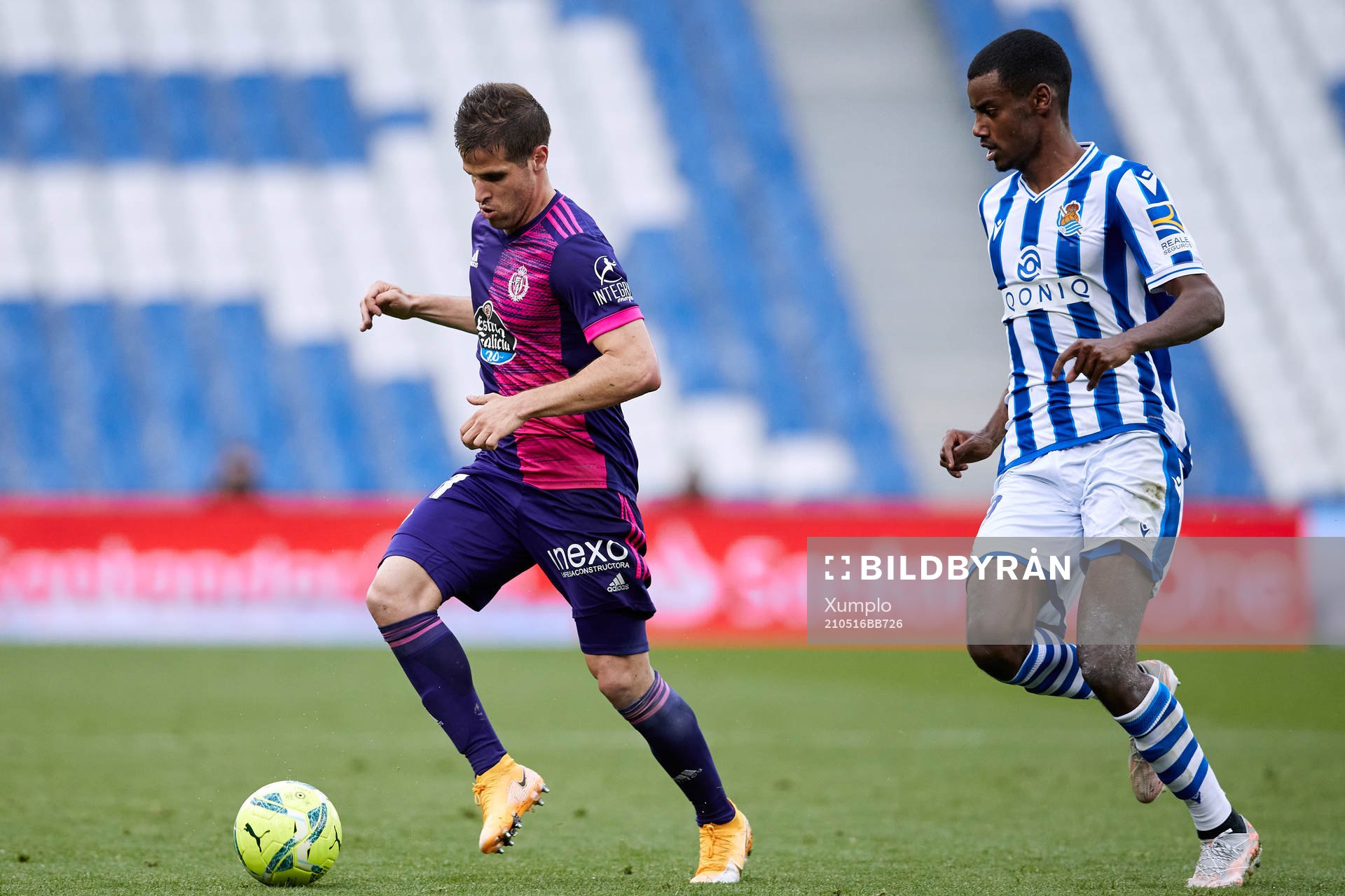 Pablo Hervias of Real Valladolid CF competes for the ball
