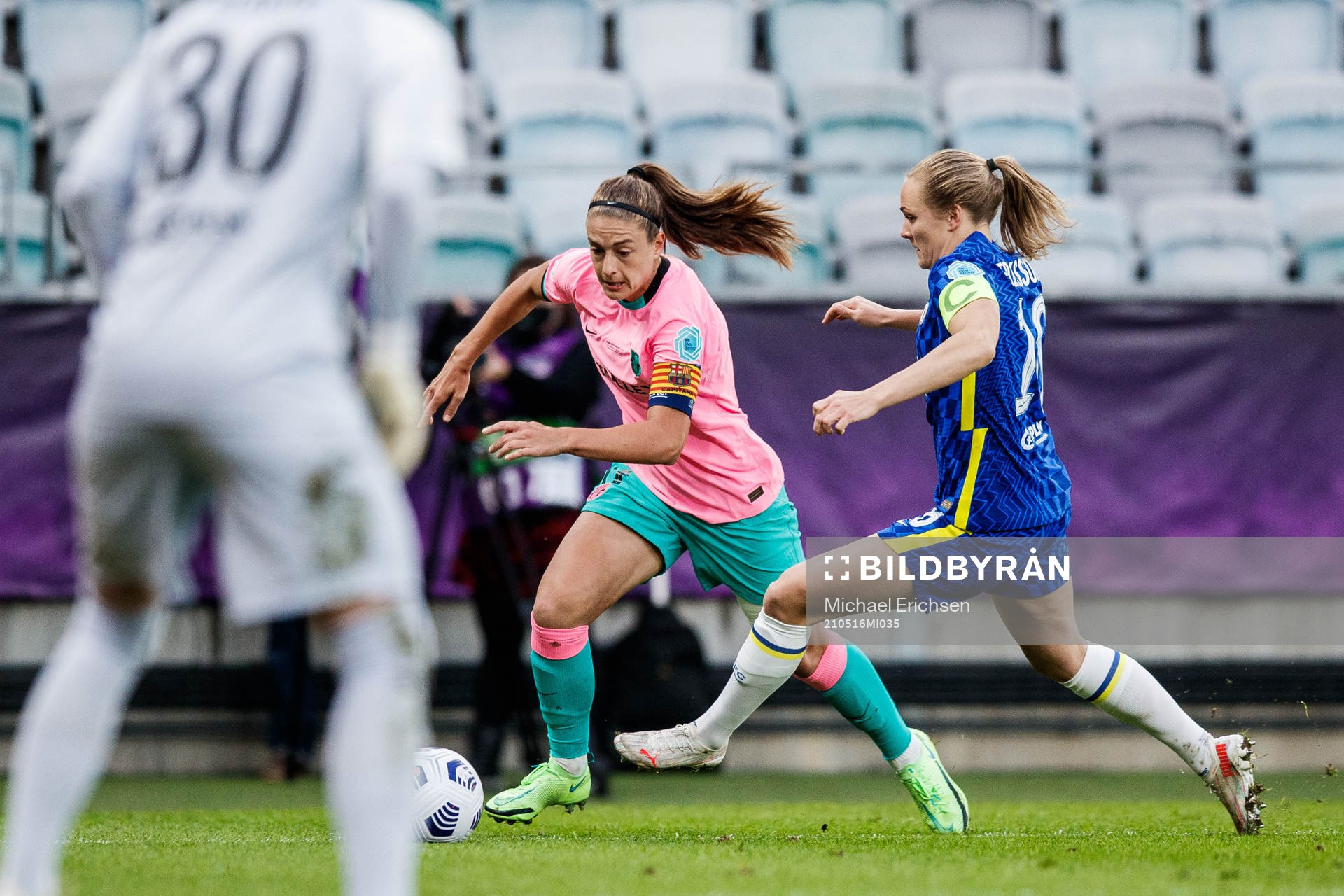 Alexia Putellas of Barcelona and Magdalena Eriksson of