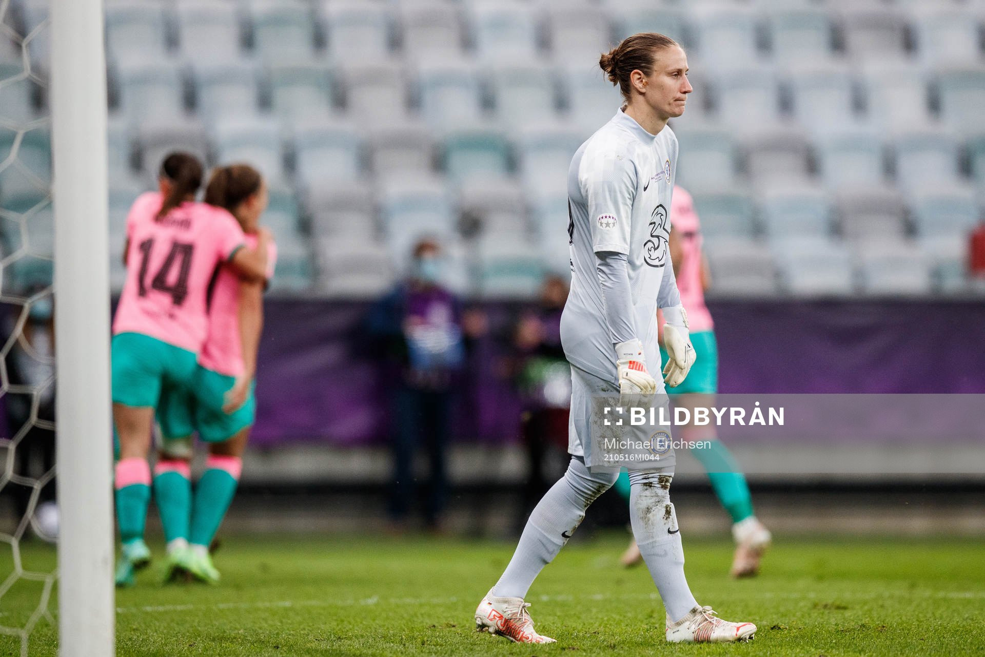 goalkeeper Ann-Katrin Berger of Chelsea looks dejected