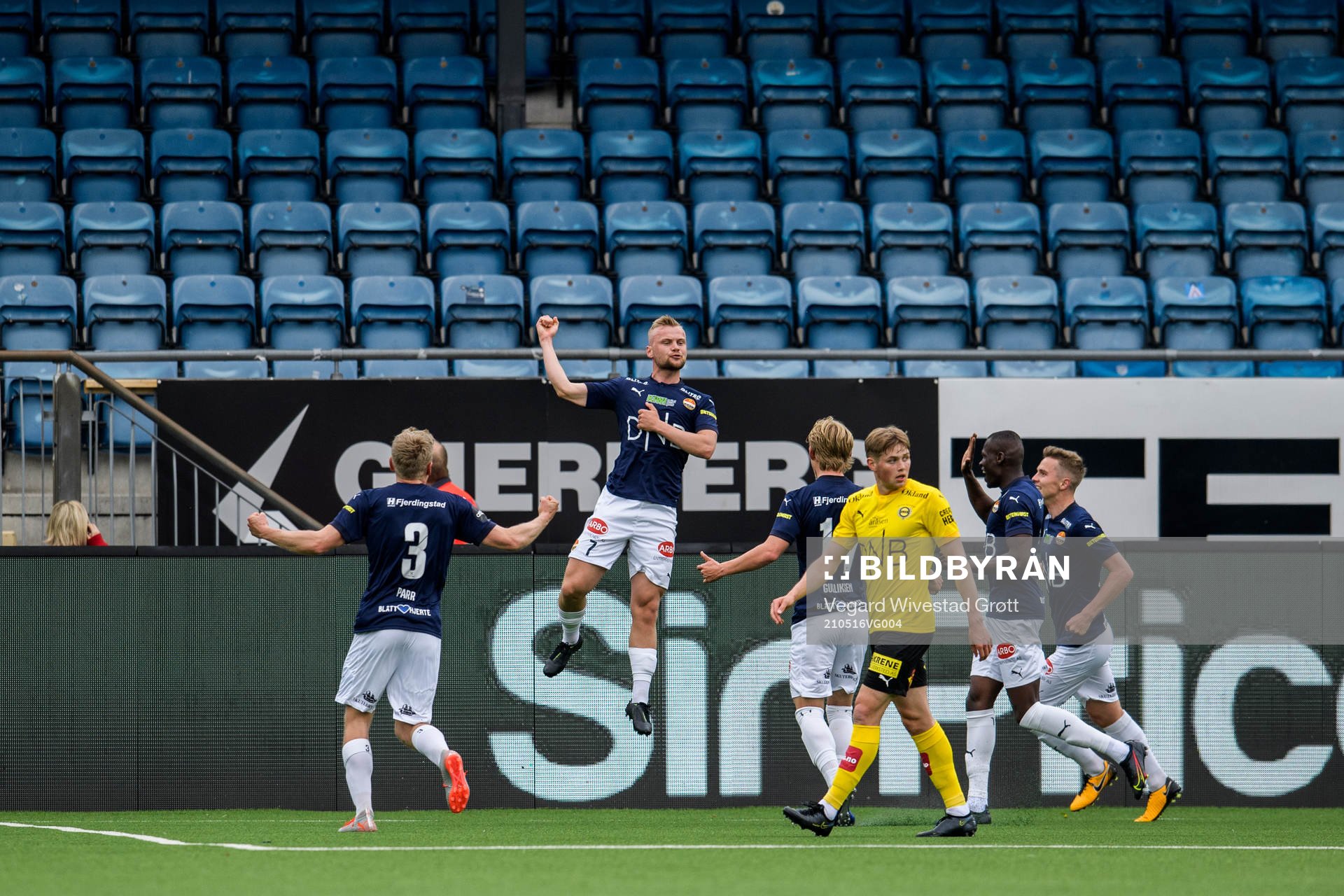 Herman Stengel of Strømsgodset celebrate