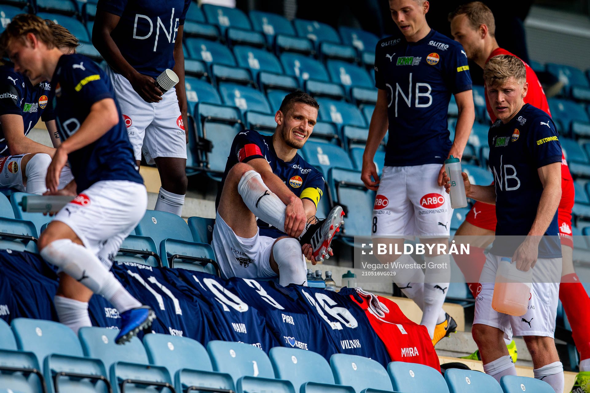 Gustav Valsvik of Strømsgodset at half-time in the