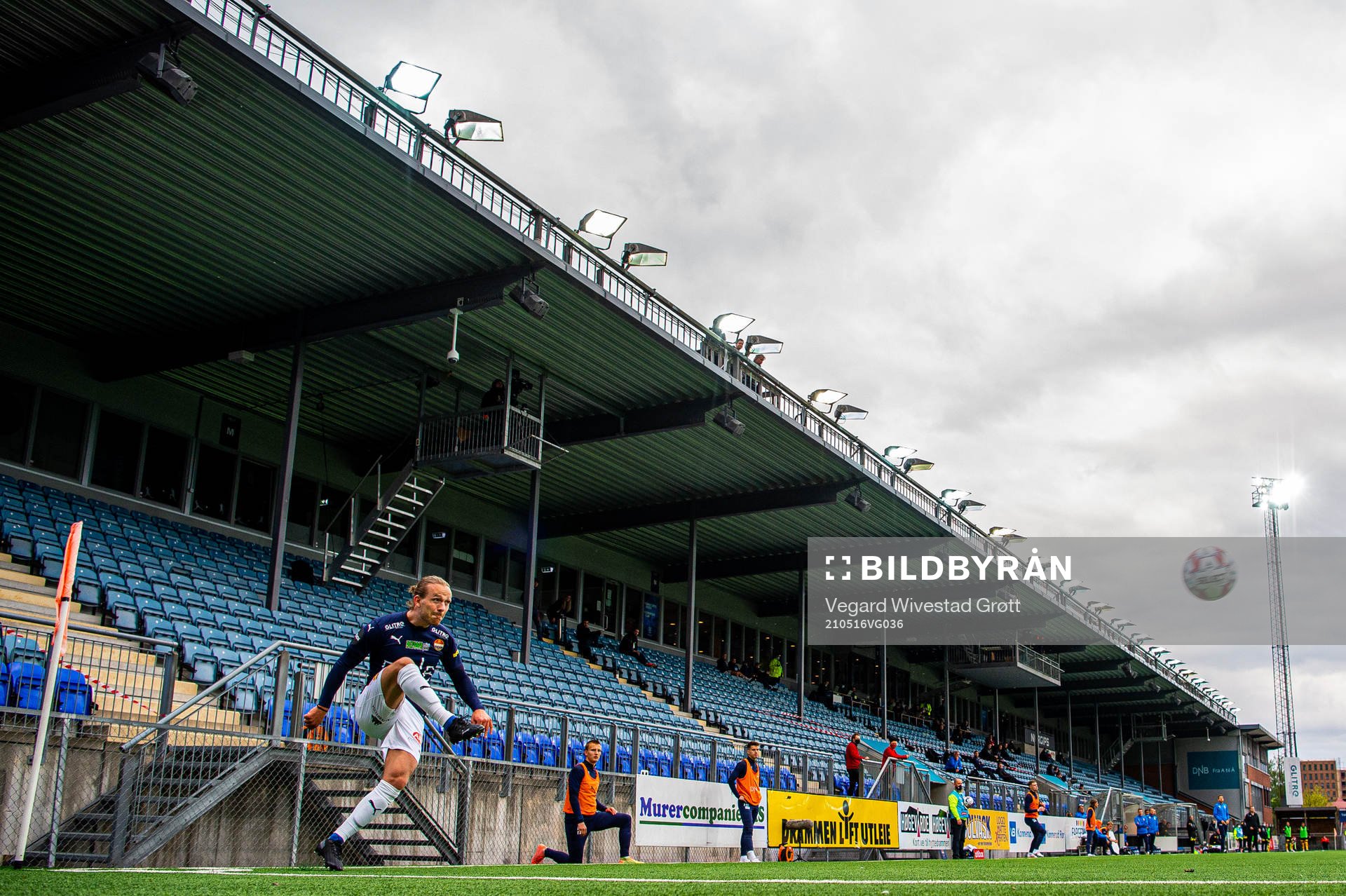 Mikkel Maigaard of Strømsgodset takes a corner kick