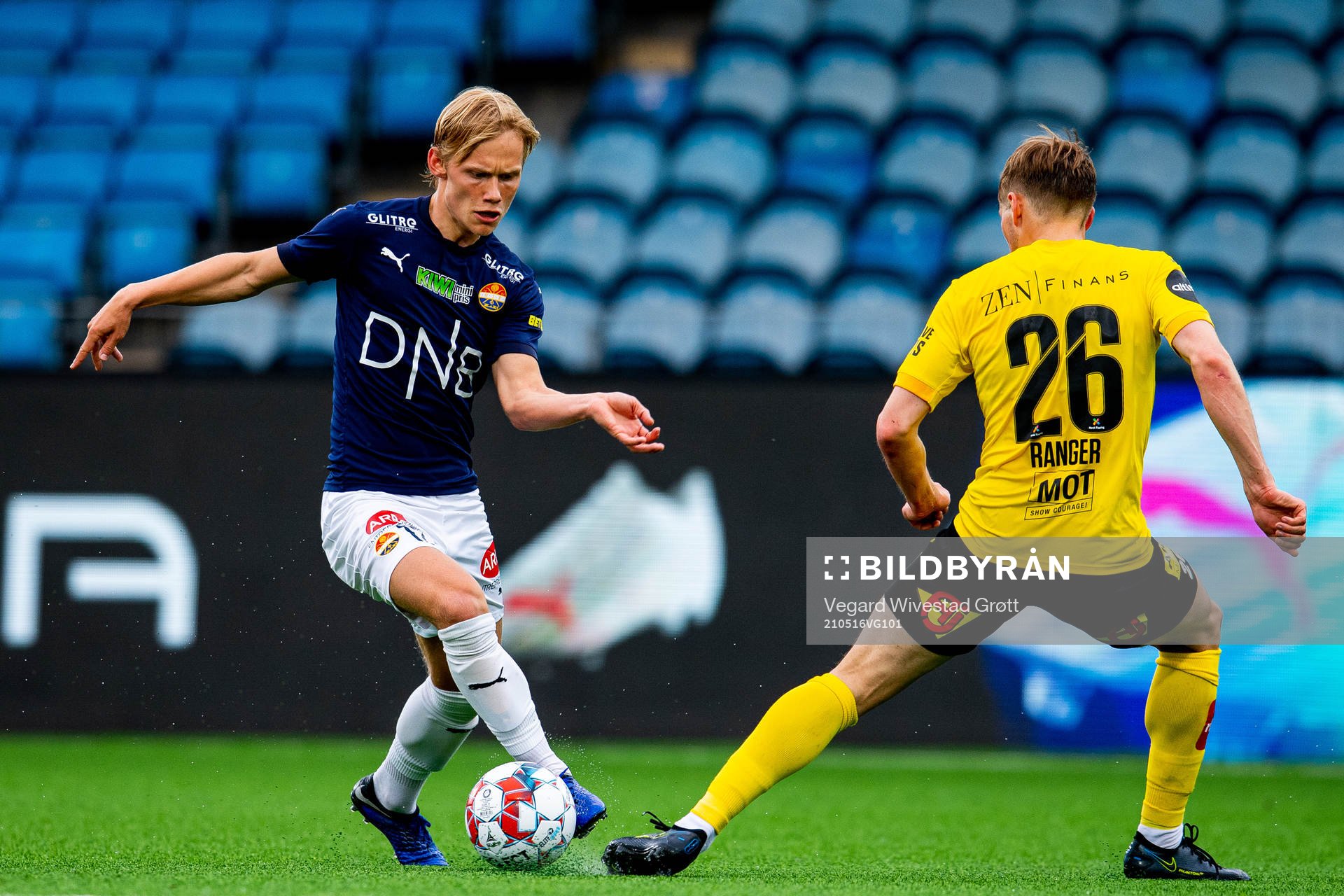 Tobias Fjeld Gulliksen of Strømsgodset and Lars Ranger of