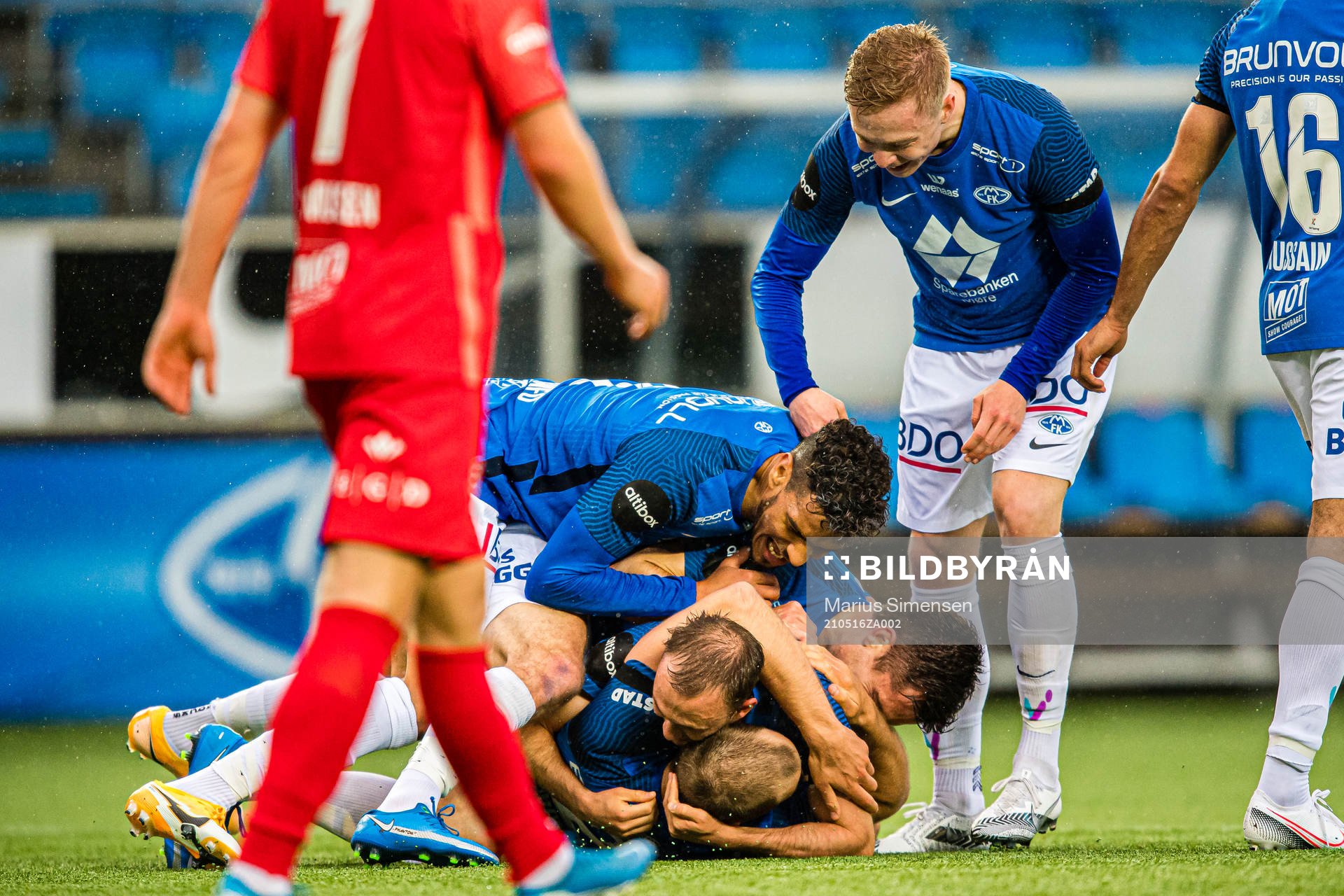 Fredrik Aursnes of Molde celebrates