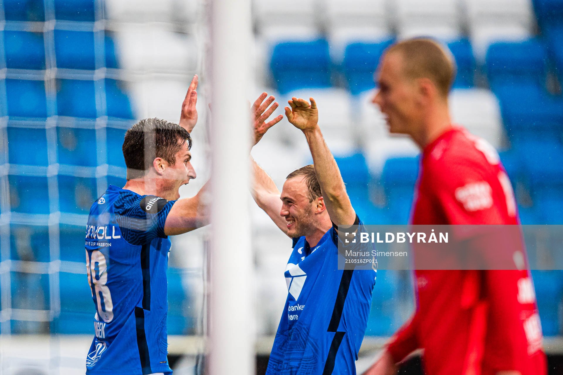 Kristoffer Haugen and Fredrik Aursnes of Molde during the Eliteserien match between Molde and Brann on May 16, 2021 in Molde.