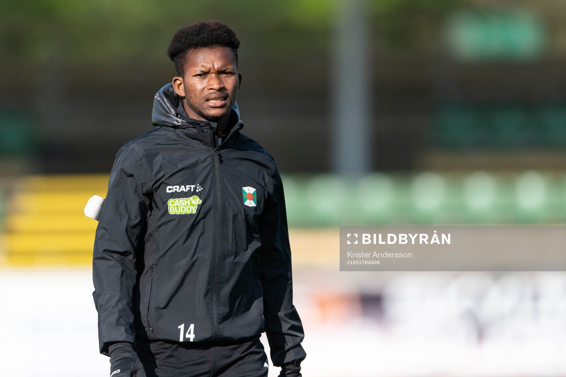 Varbergs Adama Fofana före fotbollsmatchen i Allsvenskan